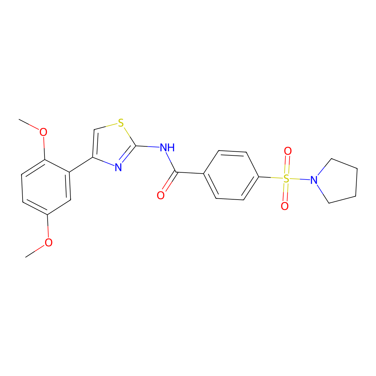 N-(4-(2,5-dimethoxyphenyl)thiazol-2-yl)-4-(pyrrolidin-1-ylsulfonyl)benzamide molecular structure, CAS 681230-17-1