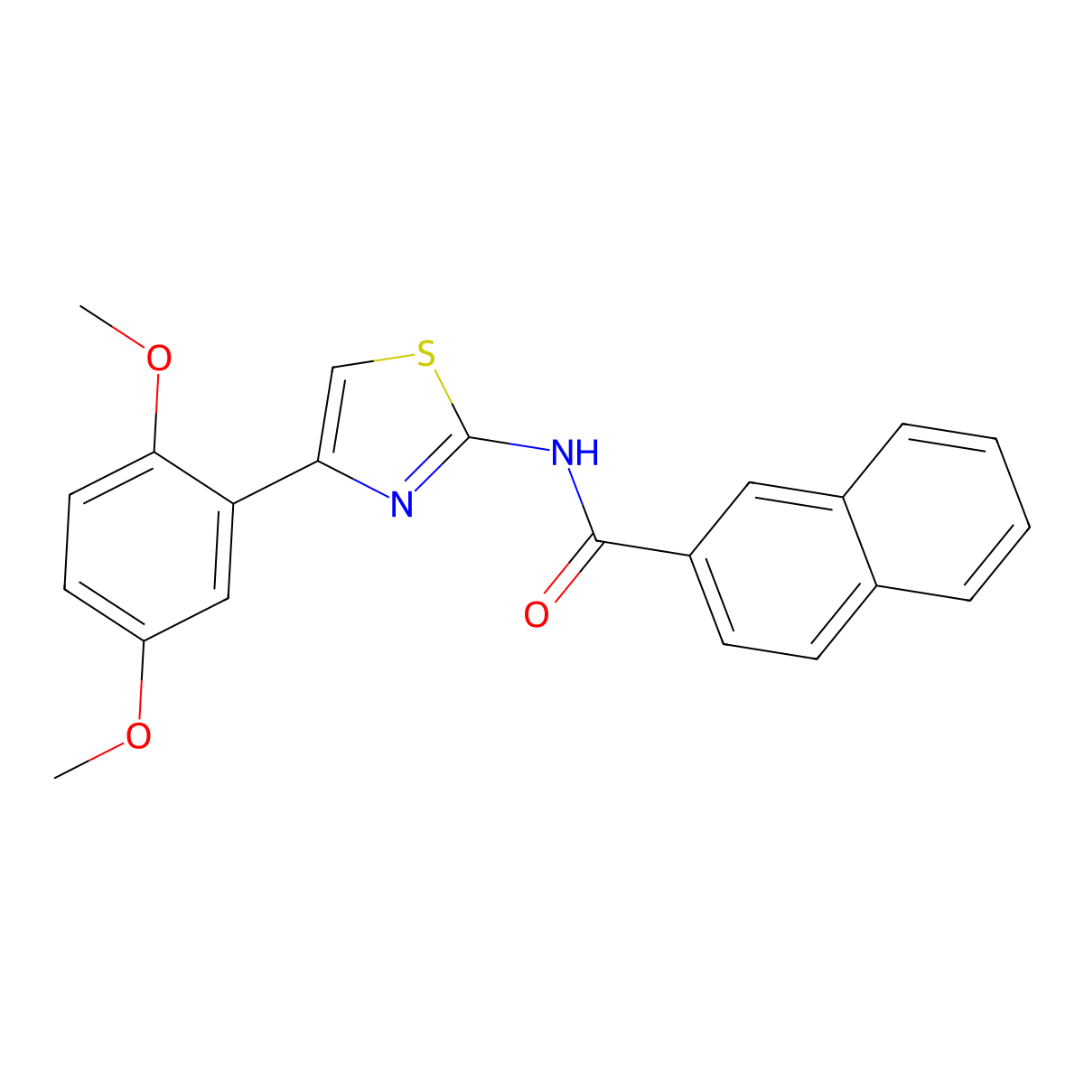 N-[4-(2,5-dimethoxyphenyl)-1,3-thiazol-2-yl]naphthalene-2-carboxamide molecular structure, CAS 681231-69-6