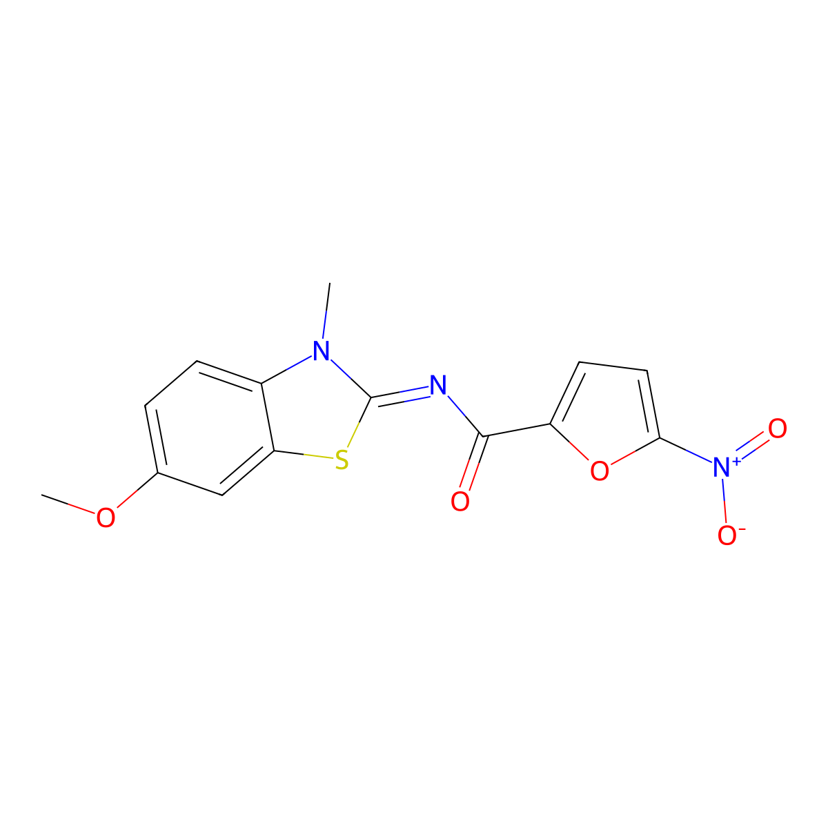 N-(6-methoxy-3-methyl-1,3-benzothiazol-2-ylidene)-5-nitrofuran-2-carboxamide molecular structure, CAS 681231-75-4
