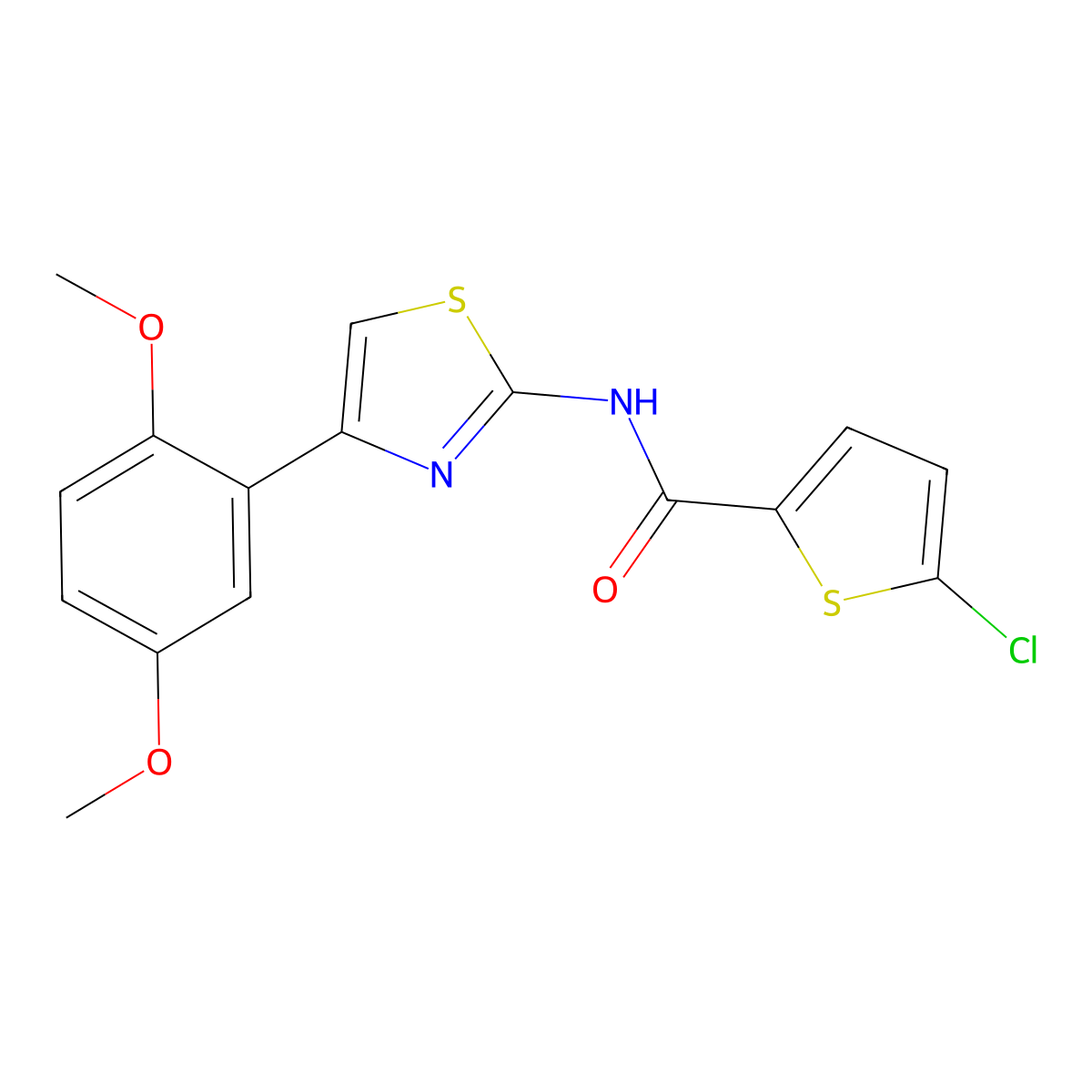 5-chloro-N-[4-(2,5-dimethoxyphenyl)-1,3-thiazol-2-yl]thiophene-2-carboxamide molecular structure, CAS 681231-83-4