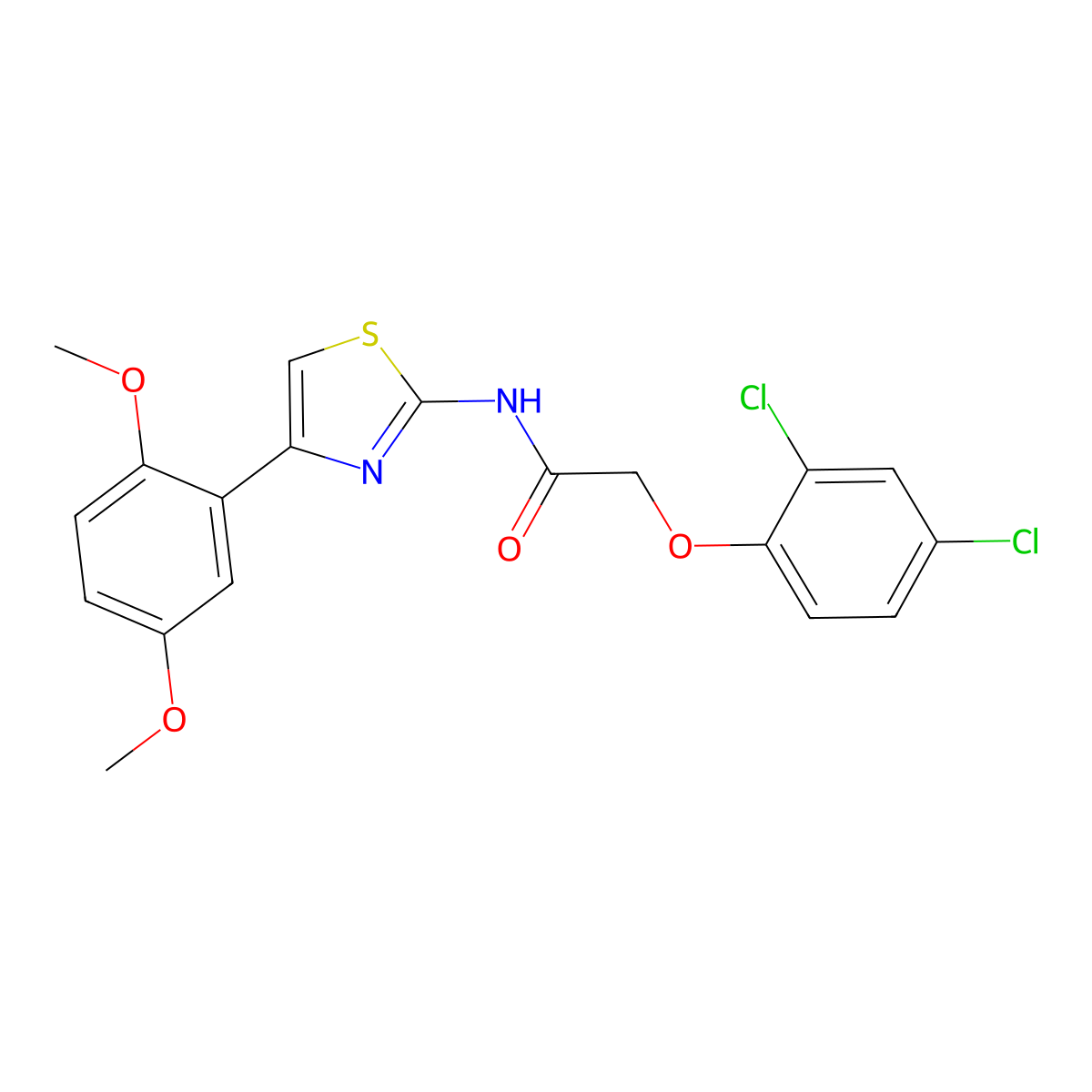 2-(2,4-dichlorophenoxy)-N-[4-(2,5-dimethoxyphenyl)-1,3-thiazol-2-yl]acetamide molecular structure, CAS 681232-45-1