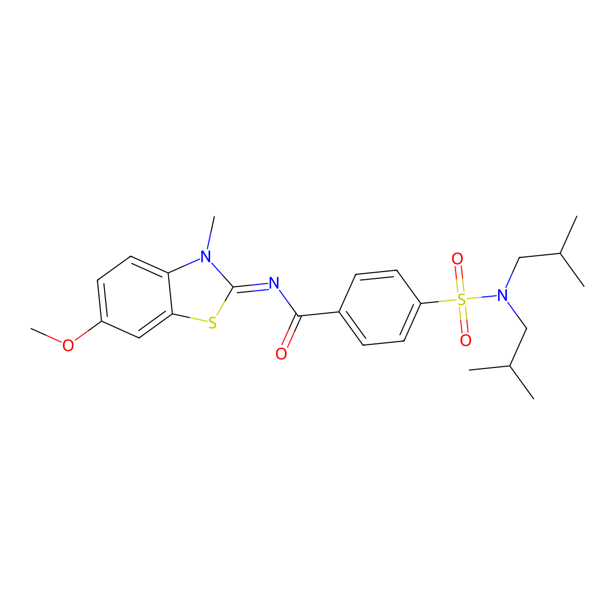 (E)-4-(N,N-diisobutylsulfamoyl)-N-(6-methoxy-3-methylbenzo[d]thiazol-2(3H)-ylidene)benzamide molecular structure, CAS 681232-63-3