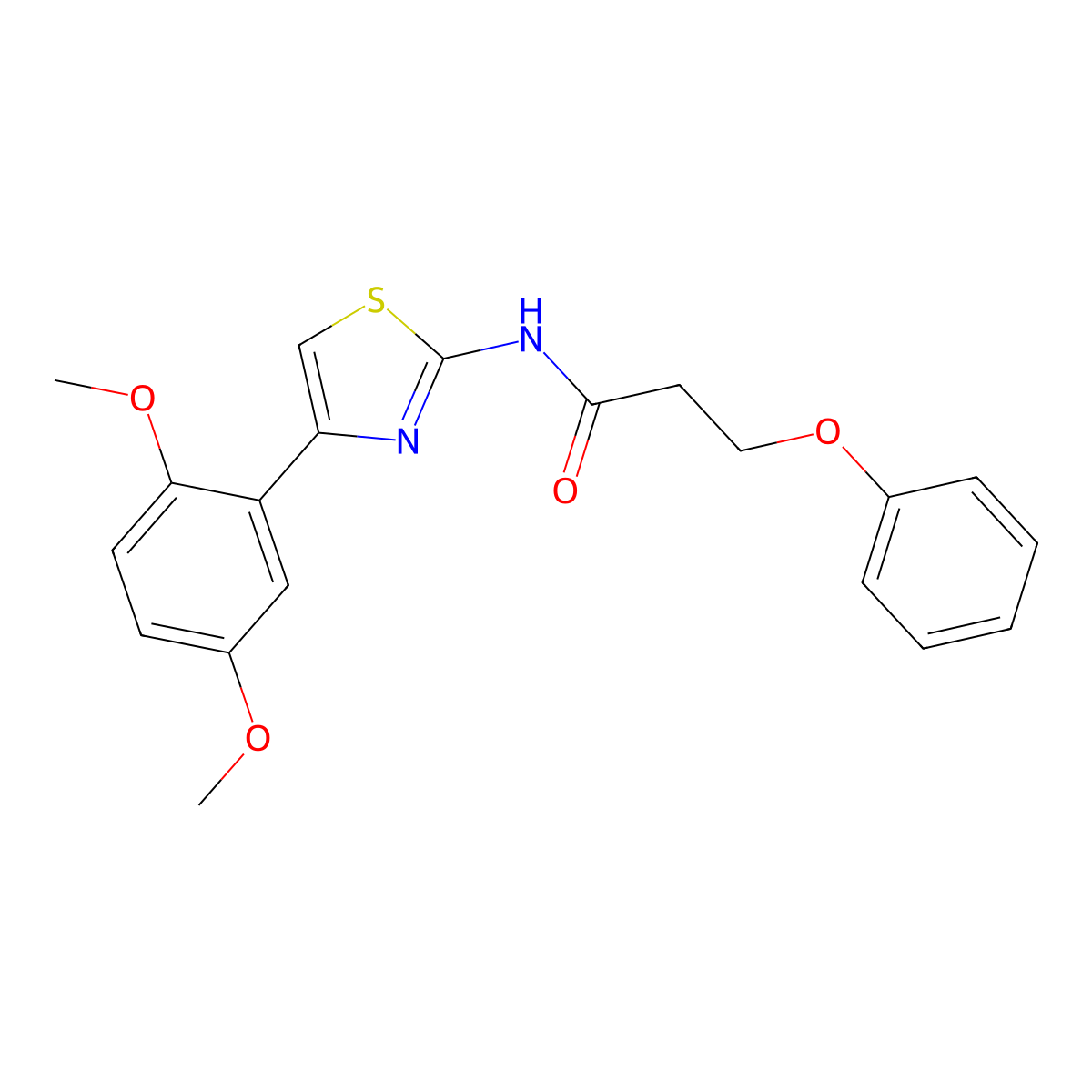 N-[4-(2,5-dimethoxyphenyl)-1,3-thiazol-2-yl]-3-phenoxypropanamide molecular structure, CAS 681232-93-9