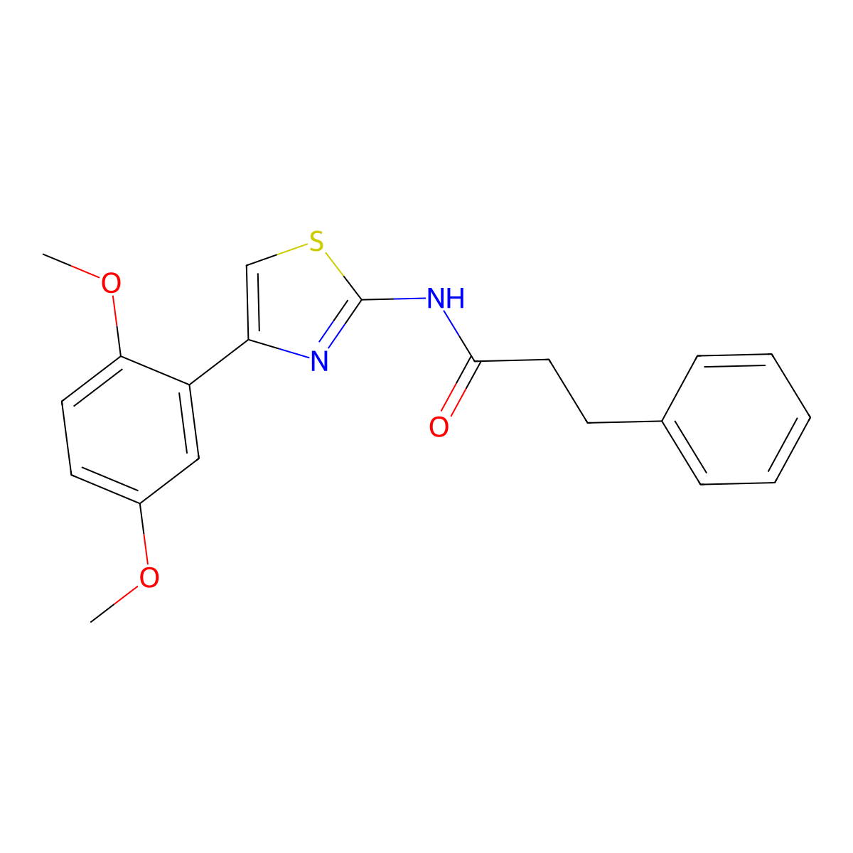 N-[4-(2,5-dimethoxyphenyl)-1,3-thiazol-2-yl]-3-phenylpropanamide molecular structure, CAS 681233-17-0