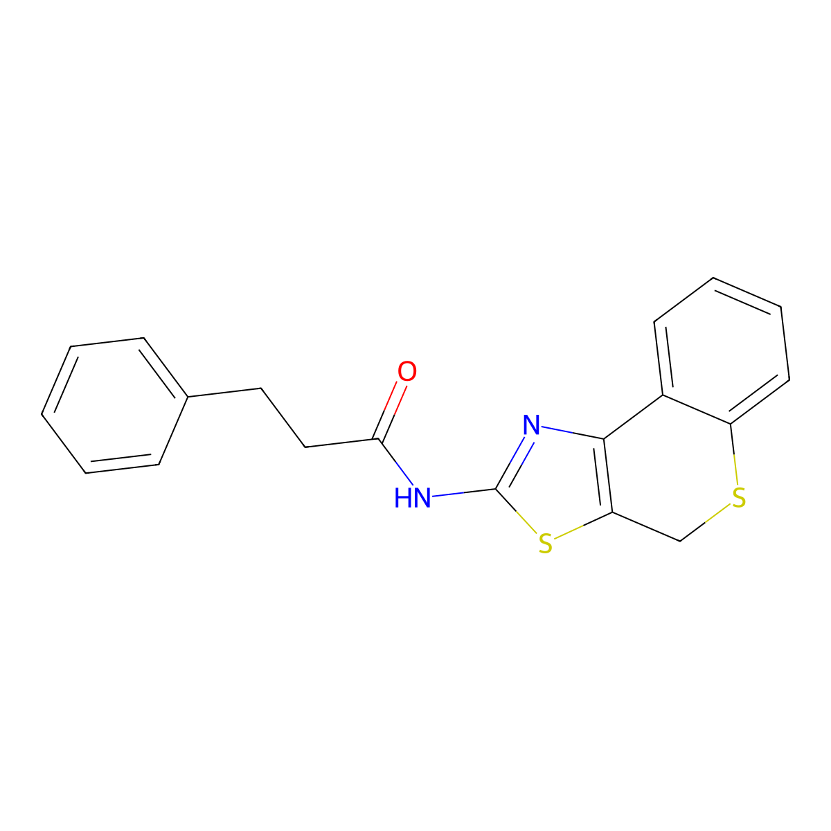 3-phenyl-N-{4H-thiochromeno[4,3-d][1,3]thiazol-2-yl}propanamide molecular structure, CAS 681233-21-6
