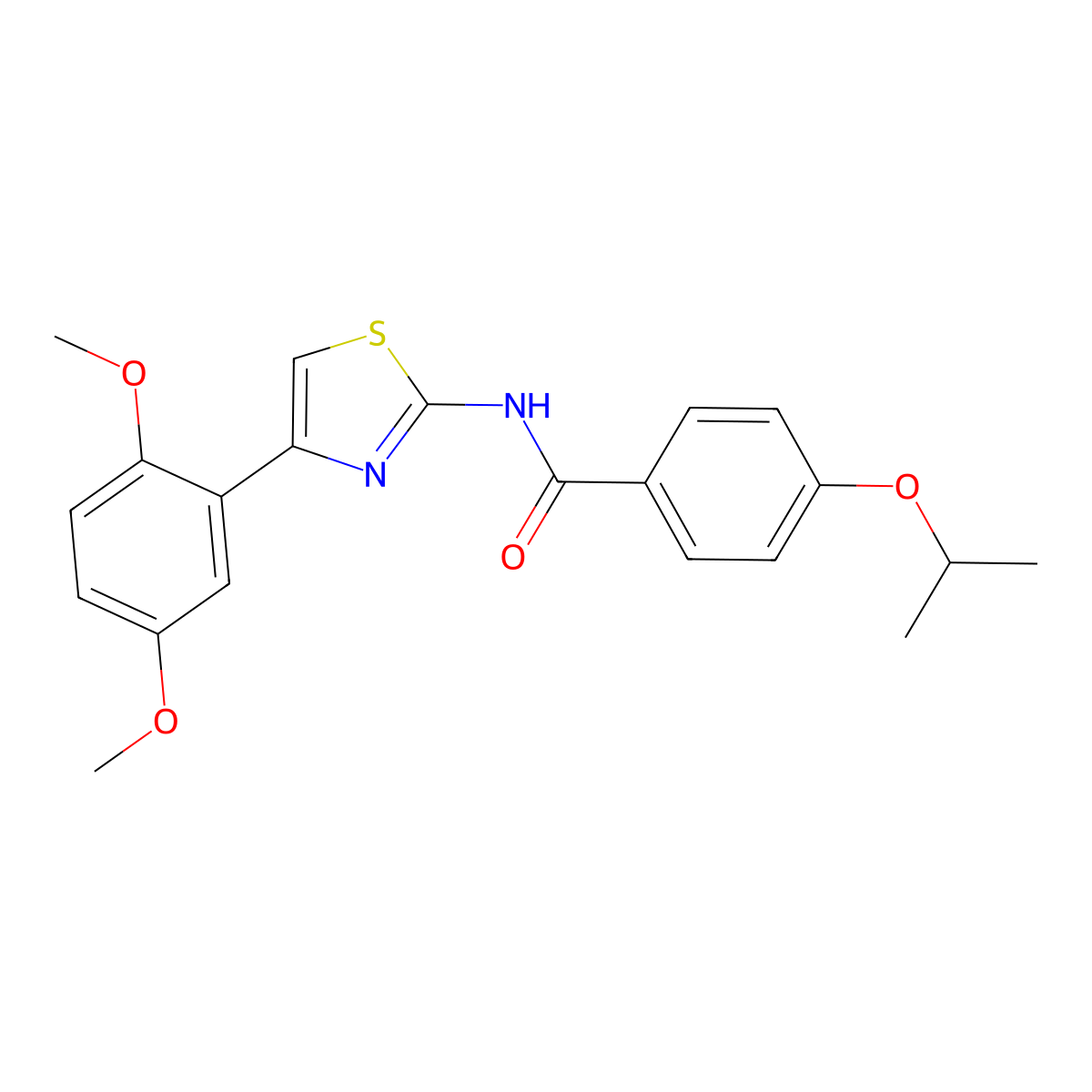 N-(4-(2,5-dimethoxyphenyl)thiazol-2-yl)-4-isopropoxybenzamide molecular structure, CAS 681233-47-6