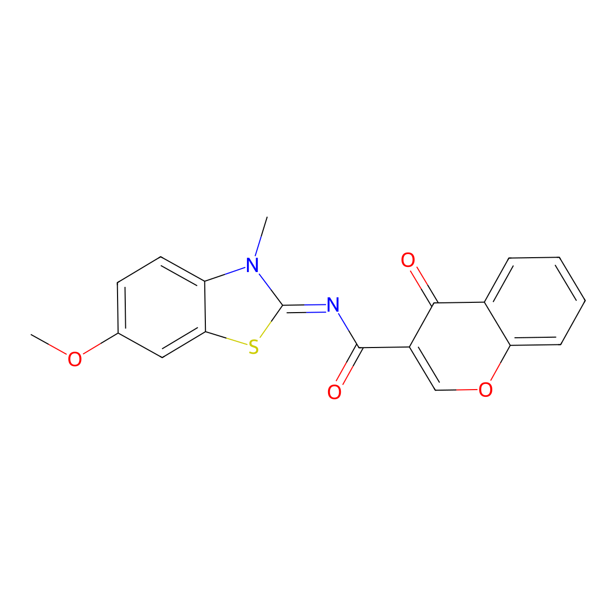 N-(6-methoxy-3-methyl-1,3-benzothiazol-2-ylidene)-4-oxochromene-3-carboxamide molecular structure, CAS 681234-12-8