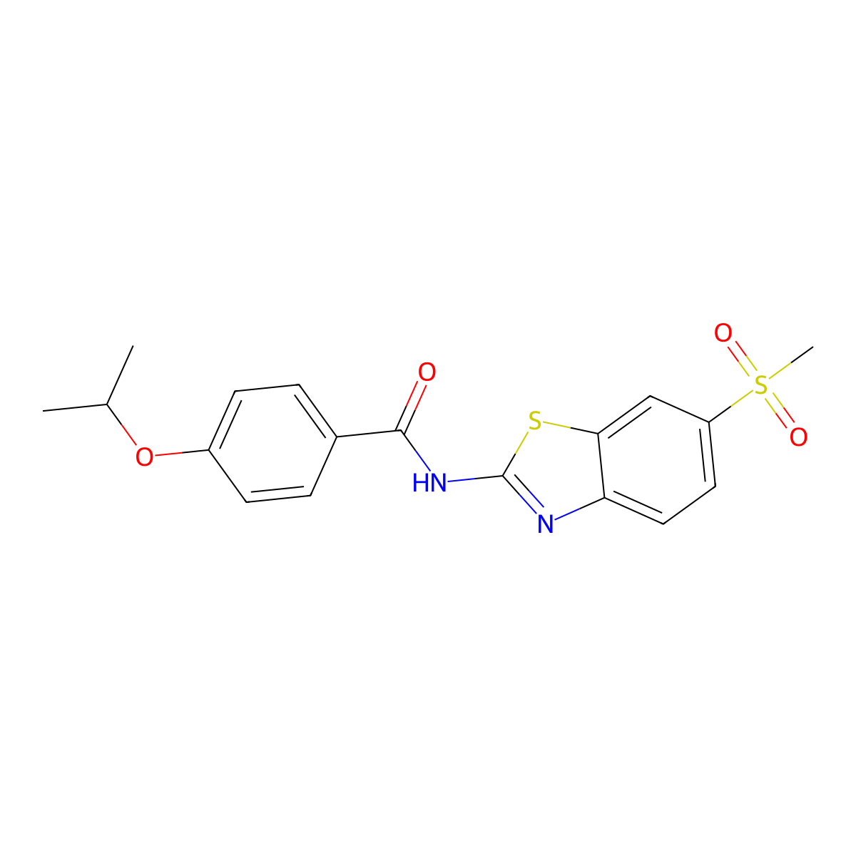4-isopropoxy-N-(6-(methylsulfonyl)benzo[d]thiazol-2-yl)benzamide molecular structure, CAS 681236-47-5