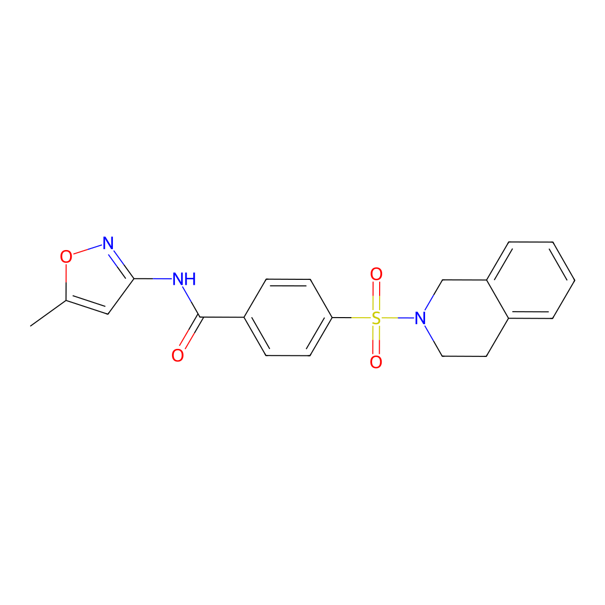 4-((3,4-dihydroisoquinolin-2(1H)-yl)sulfonyl)-N-(5-methylisoxazol-3-yl)benzamide molecular structure, CAS 681236-87-3