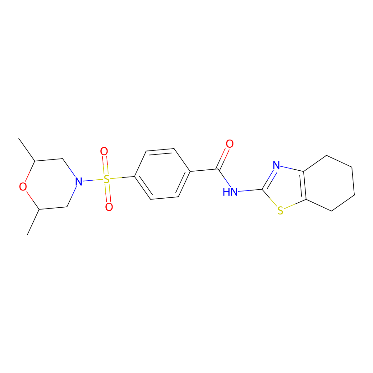 4-((2,6-dimethylmorpholino)sulfonyl)-N-(4,5,6,7-tetrahydrobenzo[d]thiazol-2-yl)benzamide molecular structure, CAS 681237-31-0