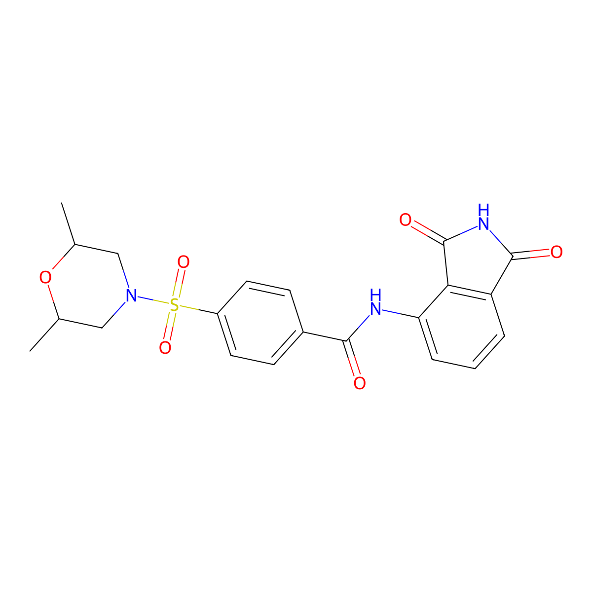 4-((2,6-dimethylmorpholino)sulfonyl)-N-(1,3-dioxoisoindolin-4-yl)benzamide molecular structure, CAS 681237-84-3