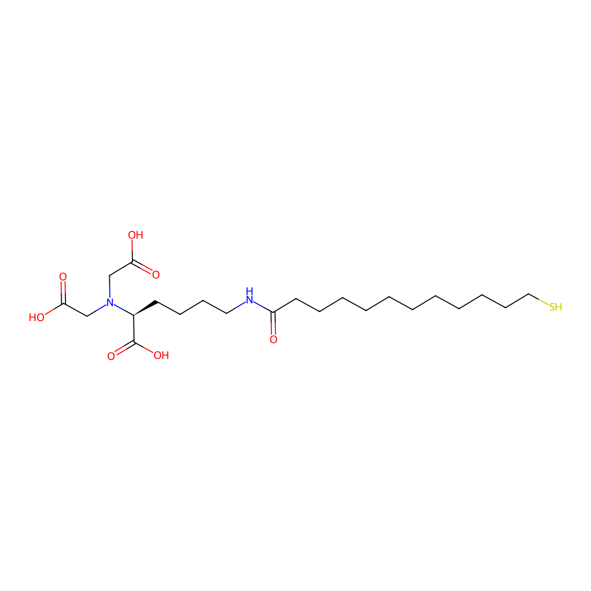 N~2~,N~2~-Bis(carboxymethyl)-N~6~-(12-sulfanyldodecanoyl)-L-lysine molecular structure, CAS 681239-95-2
