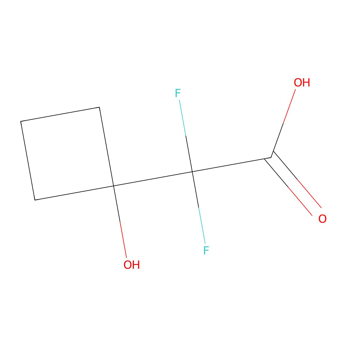 2,2-Difluoro-2-(1-hydroxycyclobutyl)acetic acid molecular structure, CAS 681240-09-5