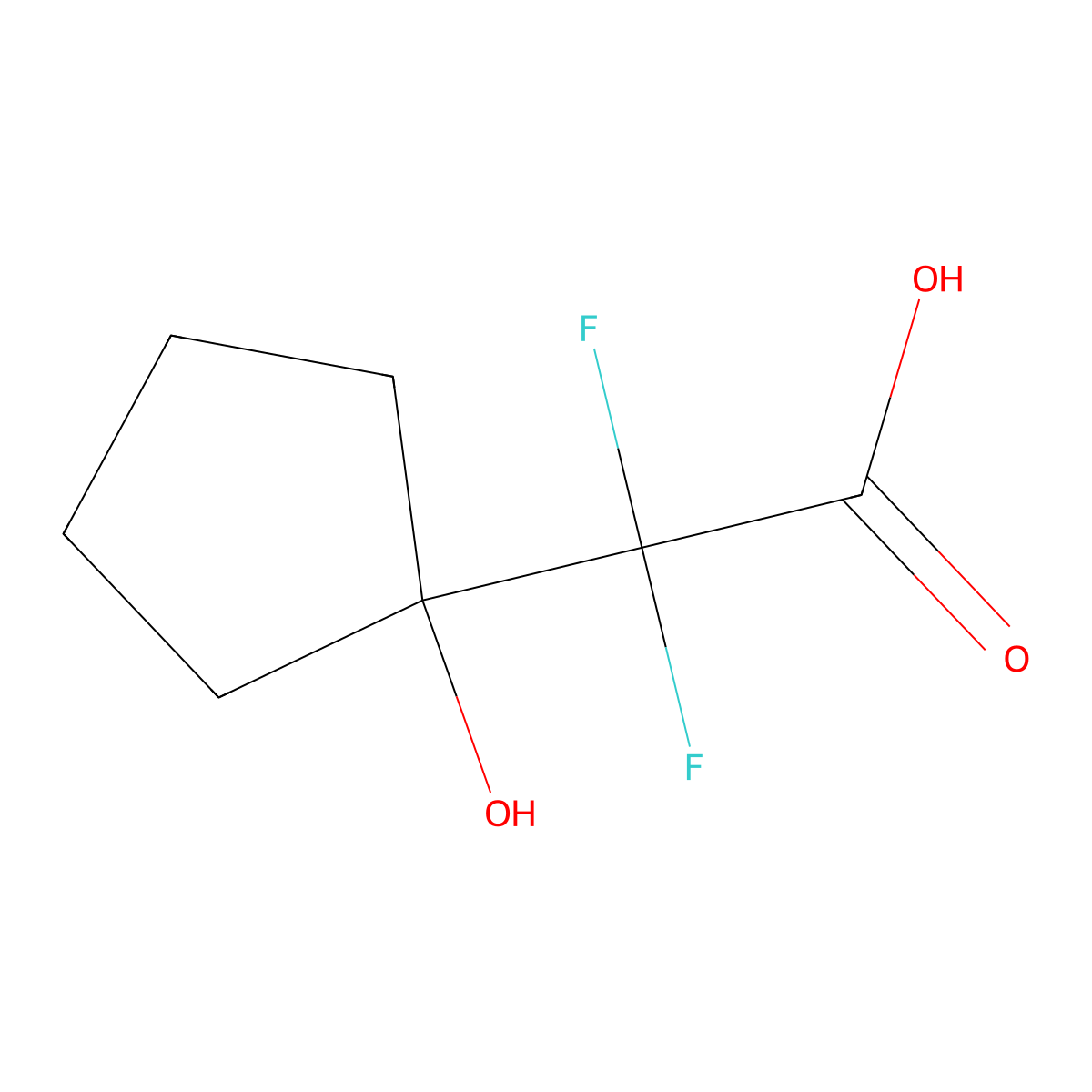 2,2-Difluoro-2-(1-hydroxycyclopentyl)acetic acid molecular structure, CAS 681240-10-8