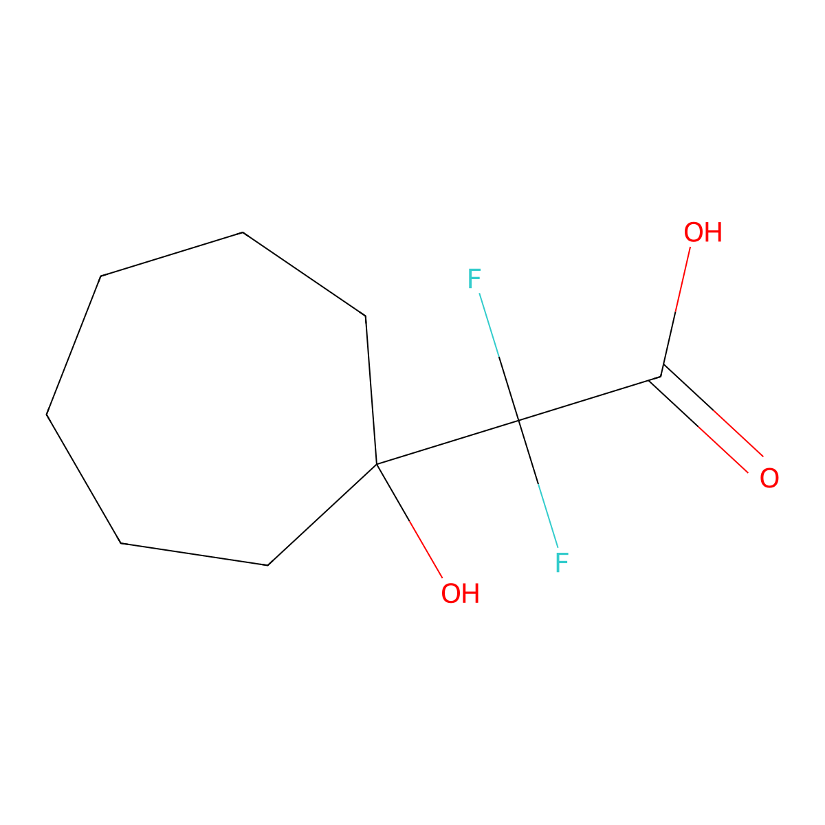 2,2-Difluoro-2-(1-hydroxycycloheptyl)acetic acid molecular structure, CAS 681240-11-9