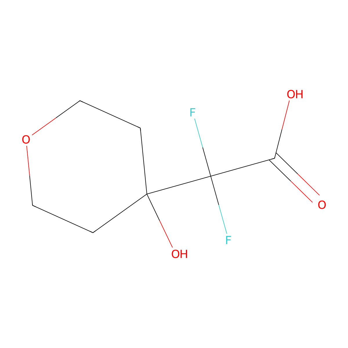 2,2-Difluoro-2-(4-hydroxyoxan-4-yl)acetic acid molecular structure, CAS 681240-12-0