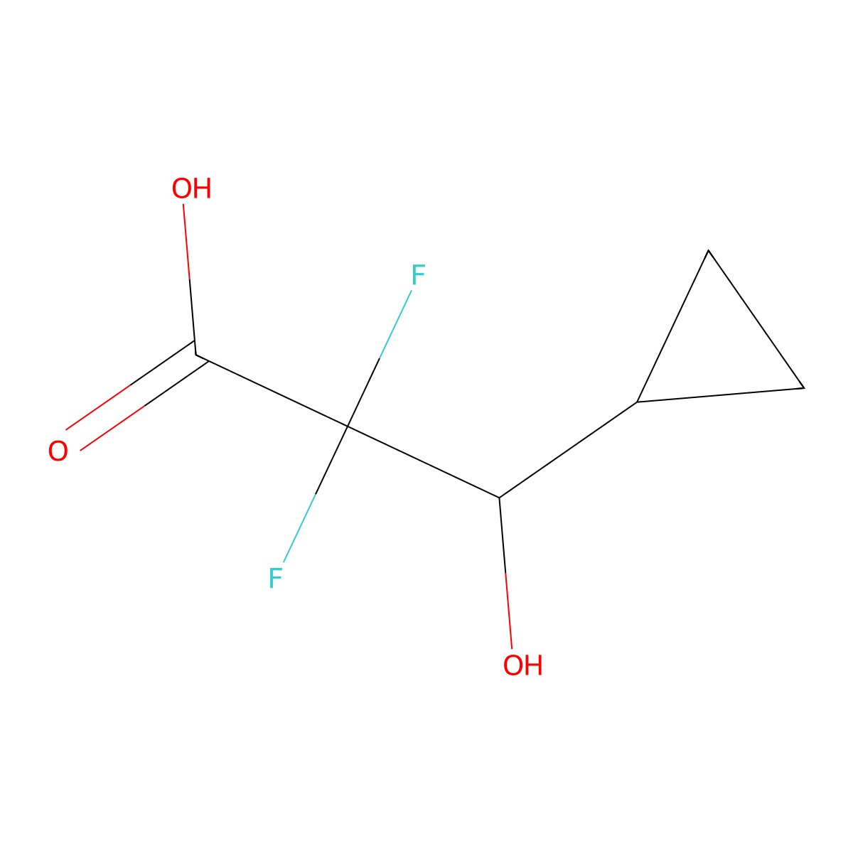 3-Cyclopropyl-2,2-difluoro-3-hydroxypropanoic acid molecular structure, CAS 681240-15-3