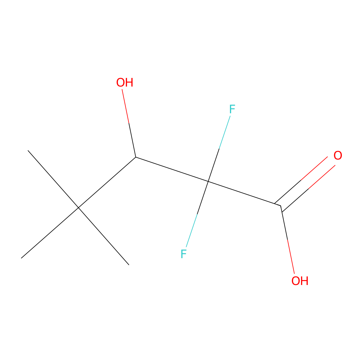 2,2-Difluoro-3-hydroxy-4,4-dimethylpentanoic acid molecular structure, CAS 681240-16-4