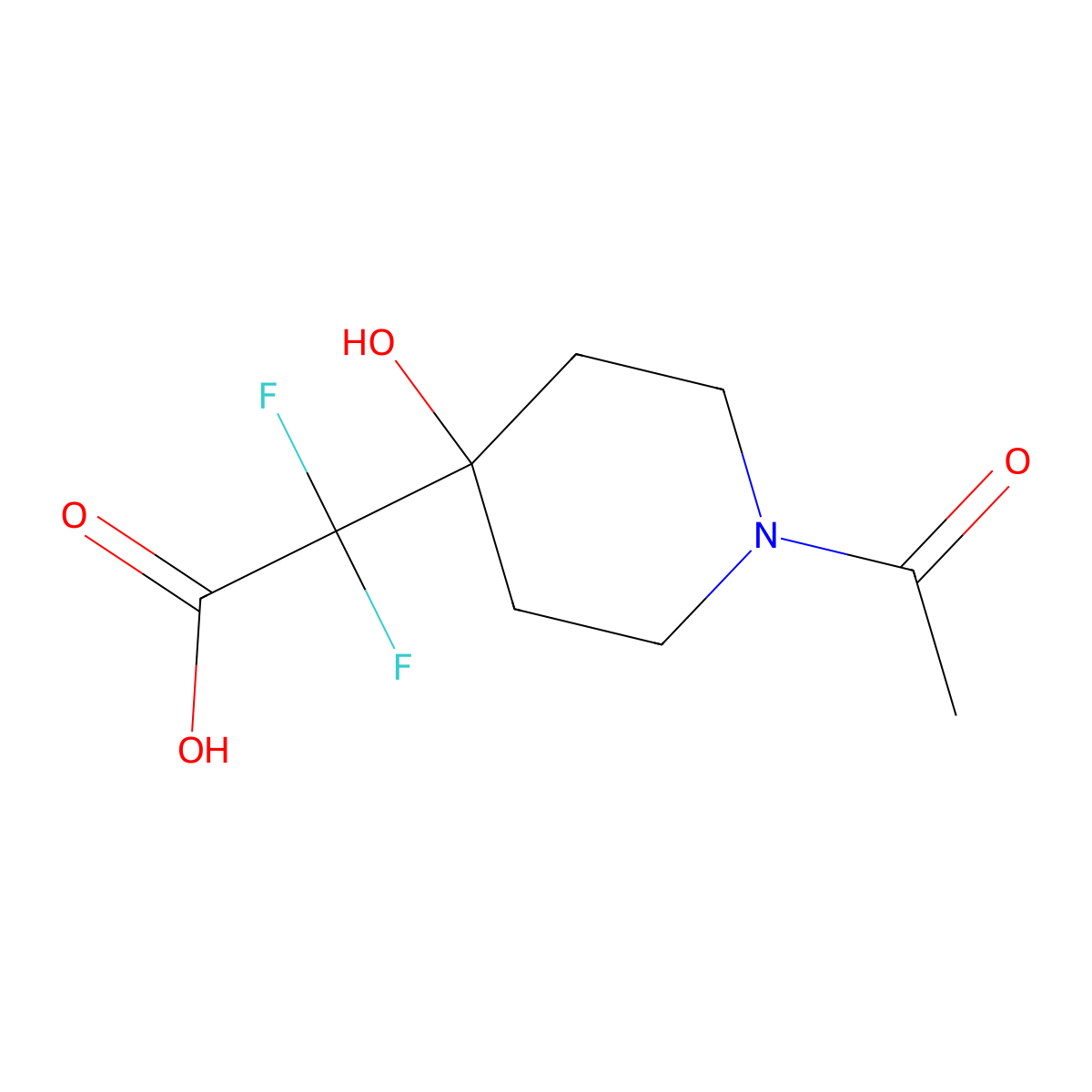 2-(1-Acetyl-4-hydroxypiperidin-4-yl)-2,2-difluoroacetic acid molecular structure, CAS 681240-21-1