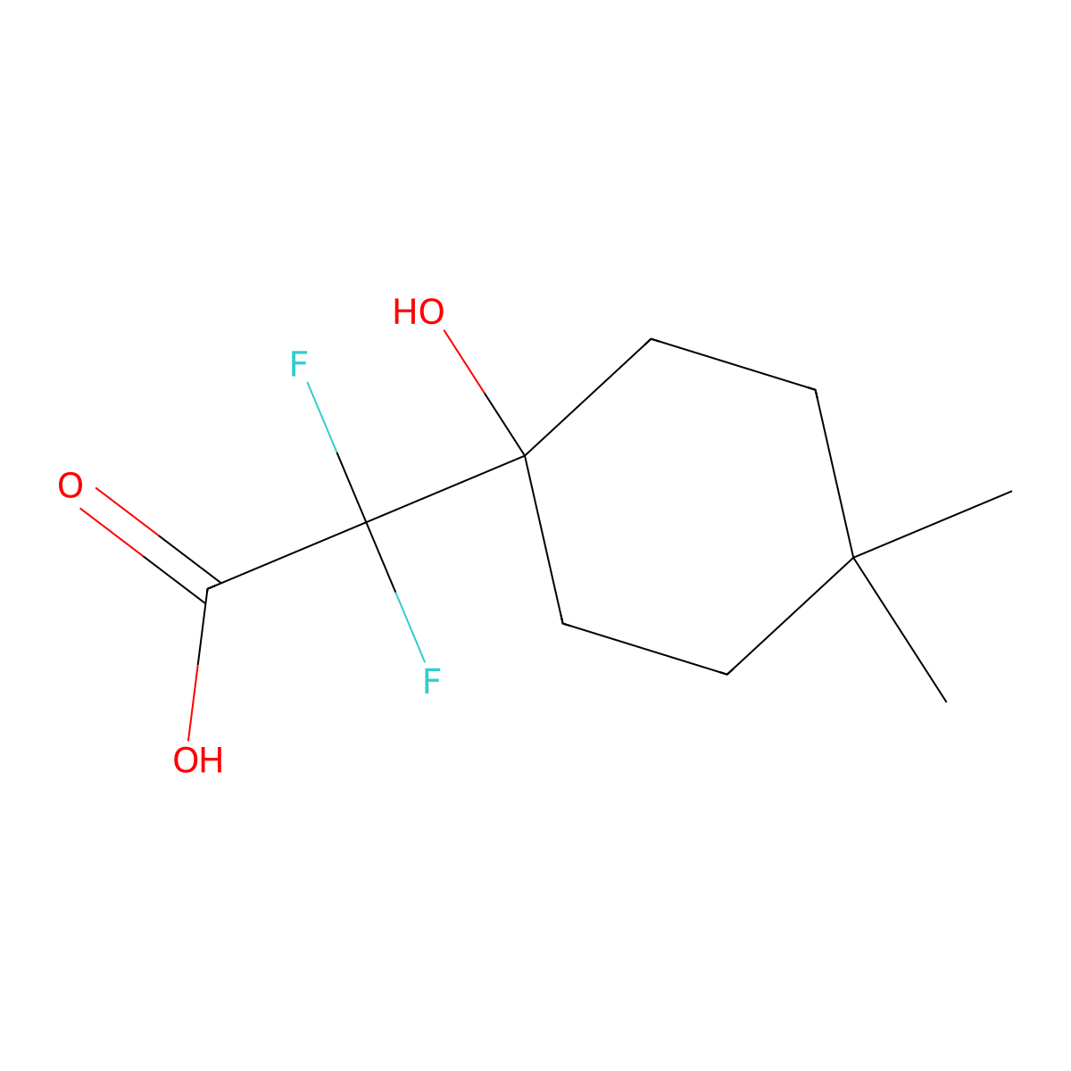 2,2-Difluoro-2-(1-hydroxy-4,4-dimethylcyclohexyl)acetic acid molecular structure, CAS 681240-24-4