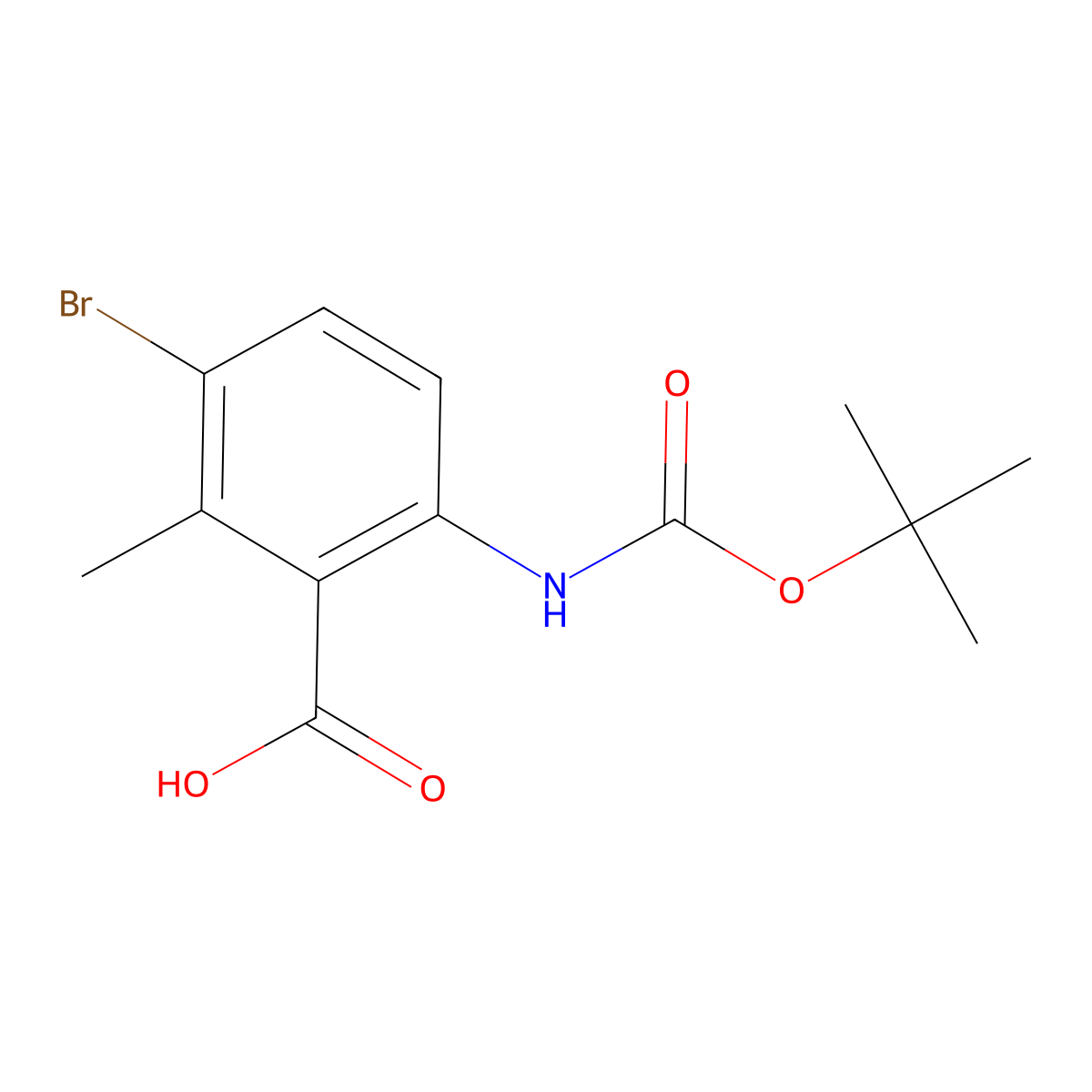 3-Bromo-6-{[(tert-butoxy)carbonyl]amino}-2-methylbenzoic acid molecular structure, CAS 681246-37-7