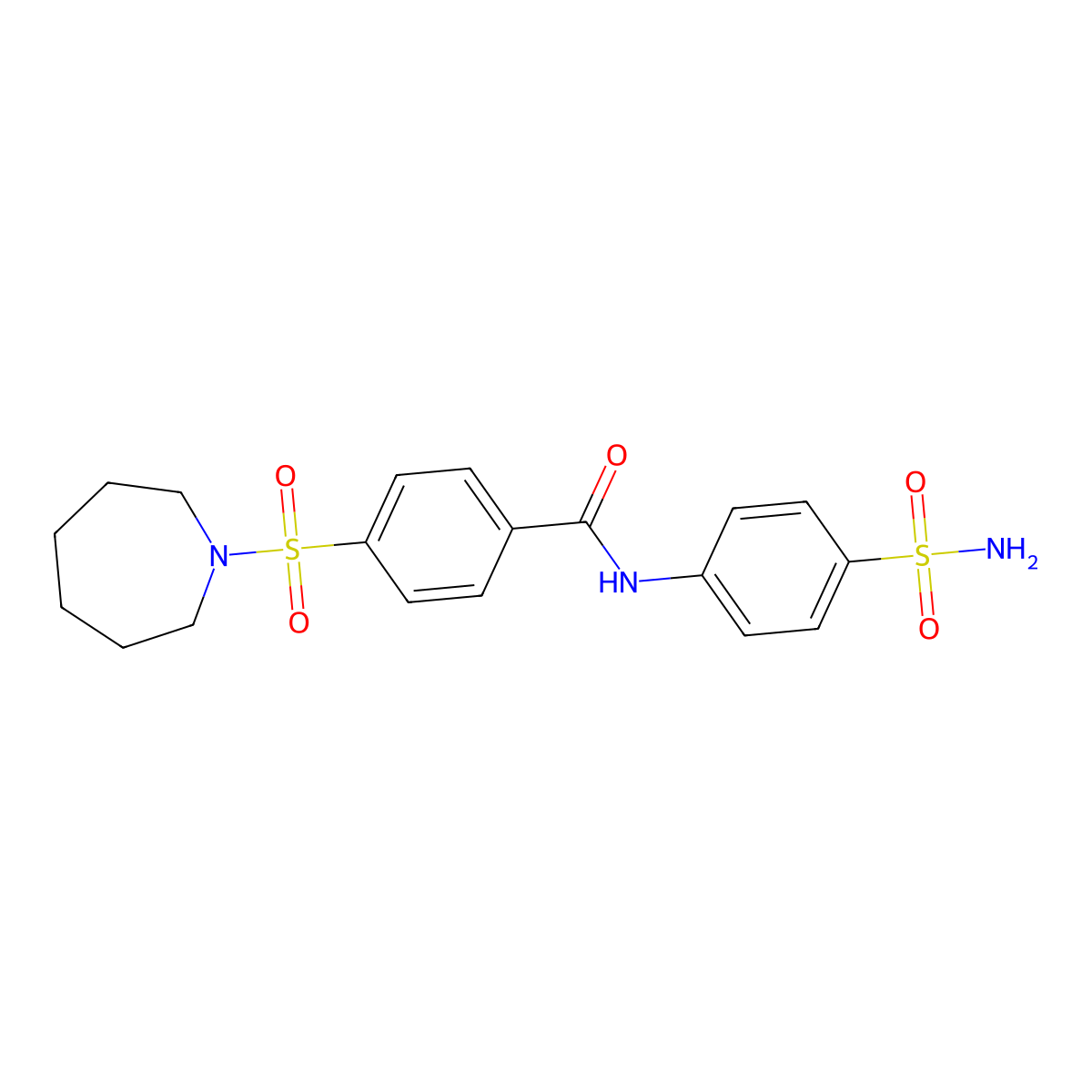 4-(azepan-1-ylsulfonyl)-N-(4-sulfamoylphenyl)benzamide molecular structure, CAS 681250-48-6