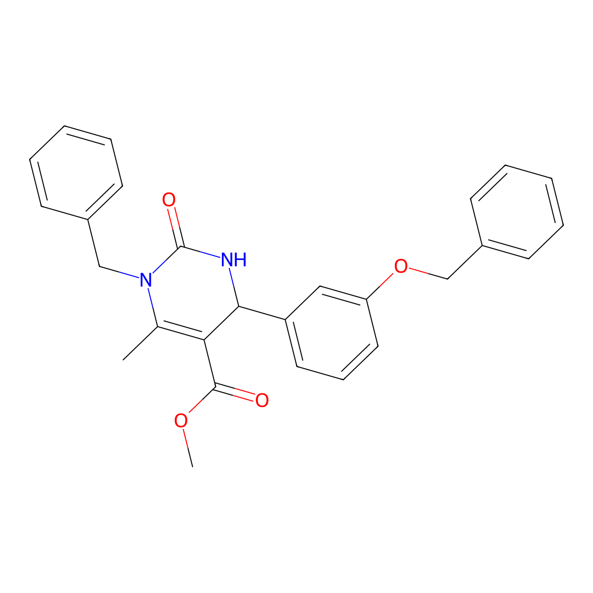 Methyl 1-benzyl-4-[3-(benzyloxy)phenyl]-6-methyl-2-oxo-1,2,3,4-tetrahydropyrimidine-5-carboxylate molecular structure, CAS 681257-26-1