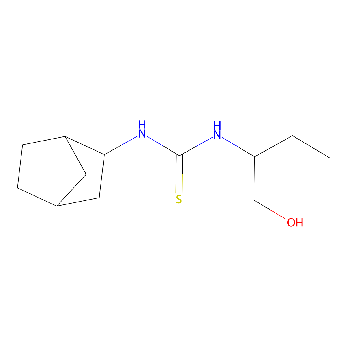 N-bicyclo[2.2.1]hept-2-yl-N'-[1-(hydroxymethyl)propyl]thiourea molecular structure, CAS 681258-24-2