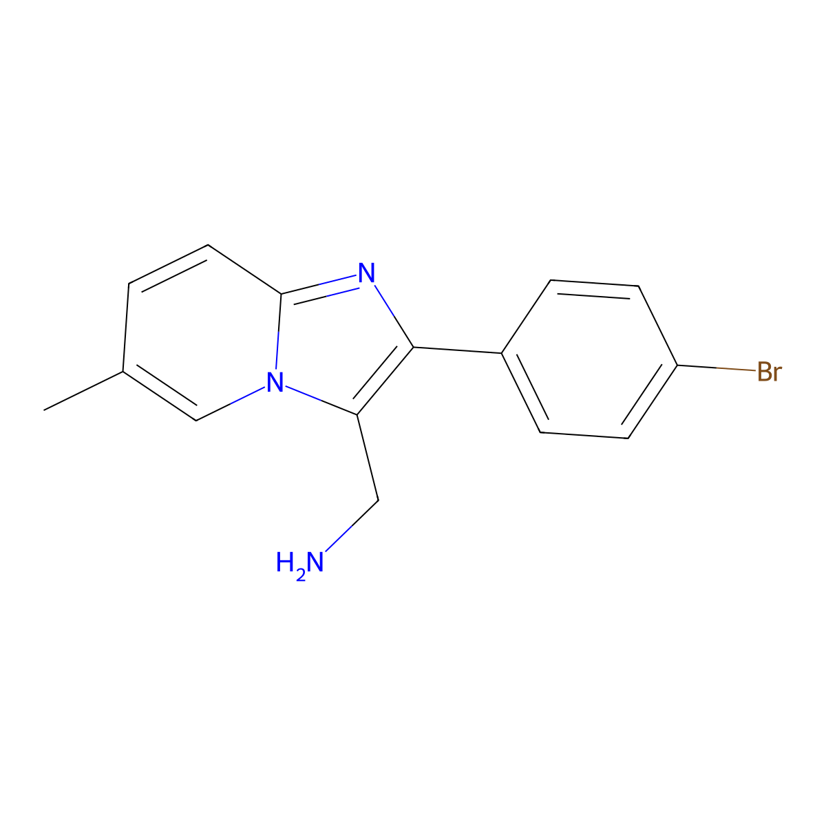 [2-(4-Bromophenyl)-6-methylimidazo[1,2-a]pyridin-3-yl]methanamine molecular structure, CAS 681260-18-4