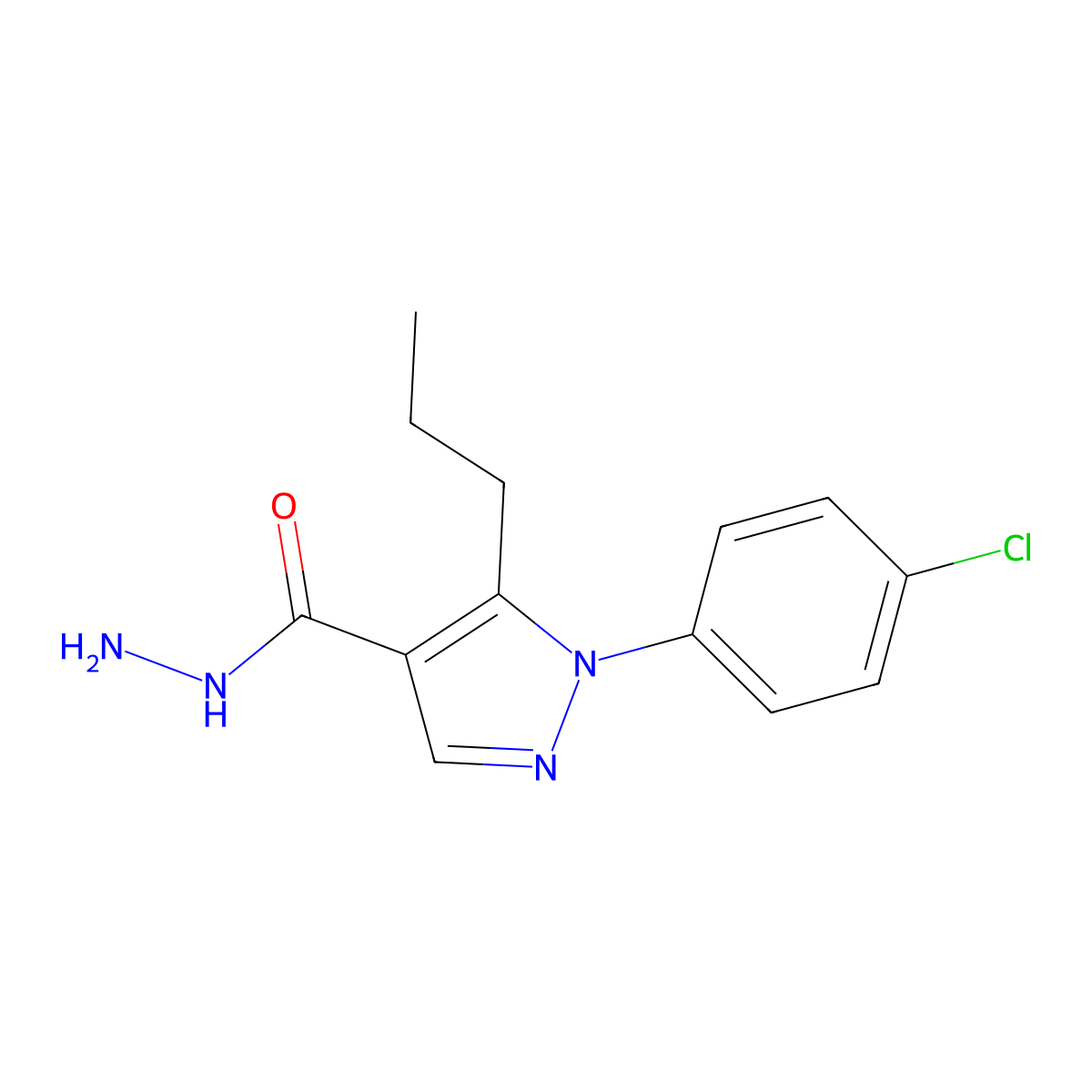 1-(4-Chlorophenyl)-5-propyl-1H-pyrazole-4-carboxylic acid hydrazide molecular structure, CAS 681260-53-7