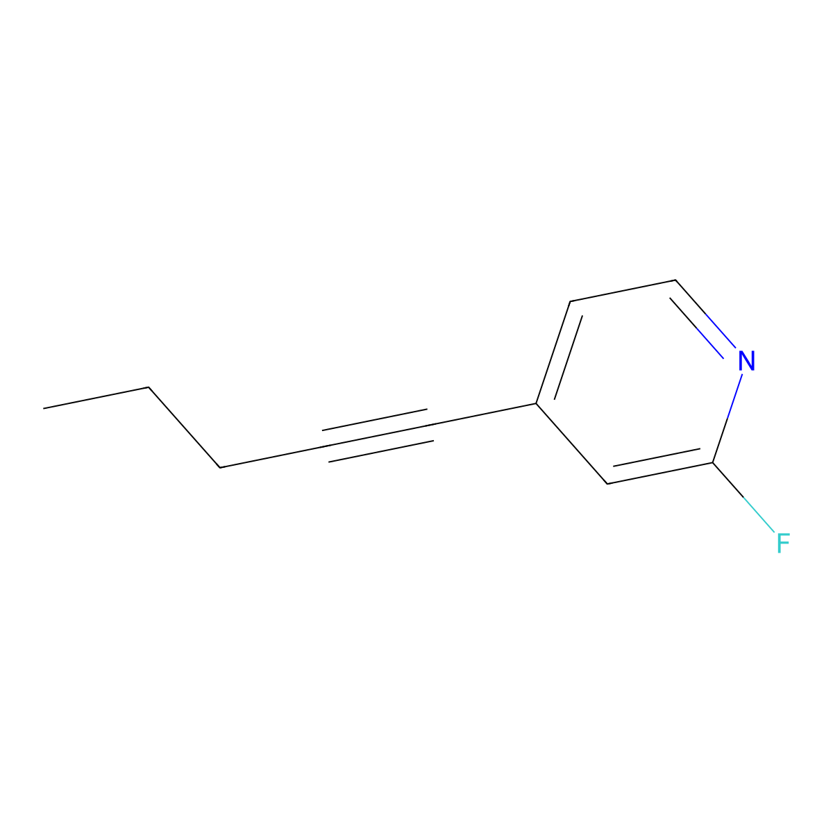 2-Fluoro-4-(pent-1-yn-1-yl)pyridine molecular structure, CAS 681262-23-7