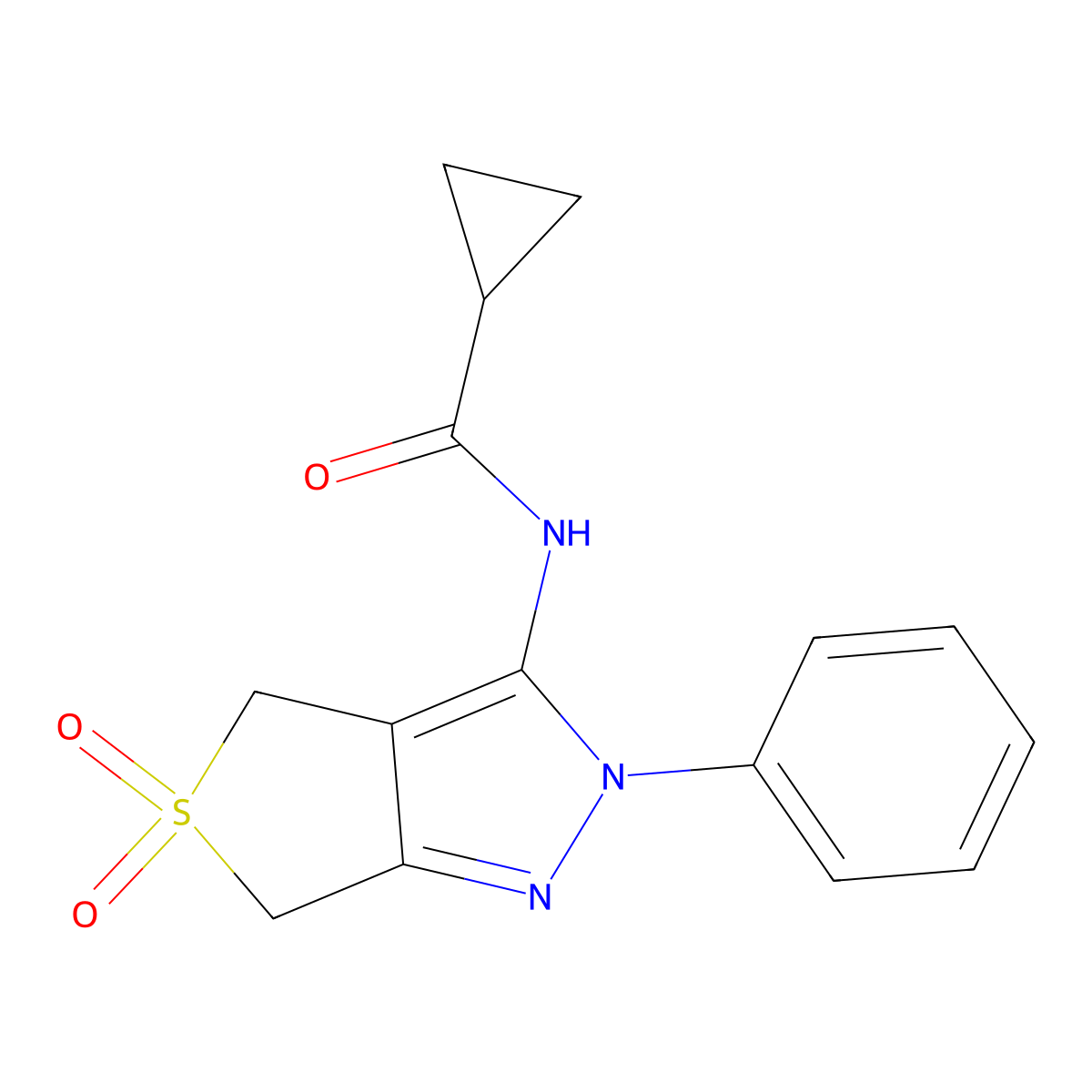 N-(5,5-dioxido-2-phenyl-4,6-dihydro-2H-thieno[3,4-c]pyrazol-3-yl)cyclopropanecarboxamide molecular structure, CAS 681265-35-0