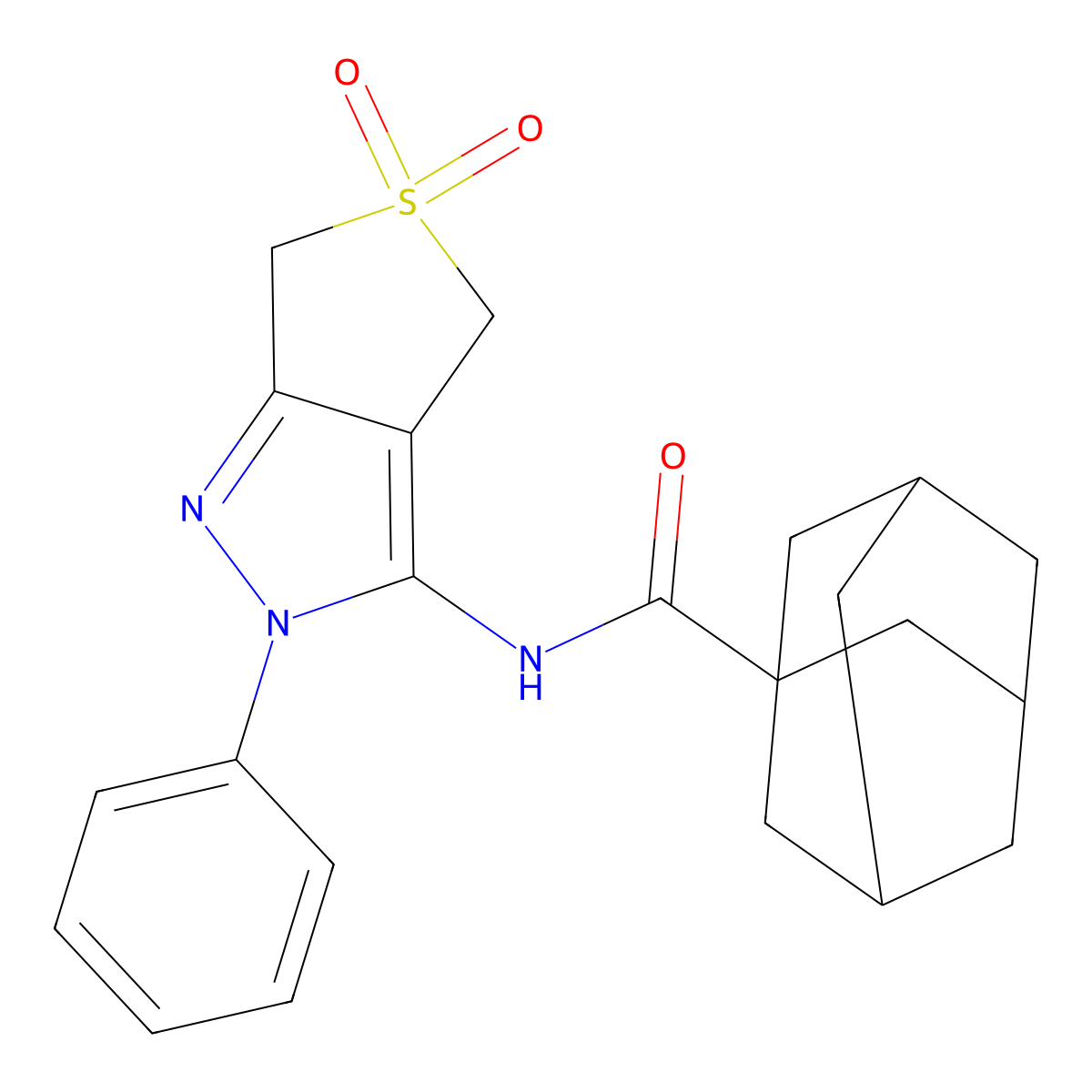 N-(5,5-dioxo-2-phenyl-4,6-dihydrothieno[3,4-c]pyrazol-3-yl)adamantane-1-carboxamide molecular structure, CAS 681265-42-9
