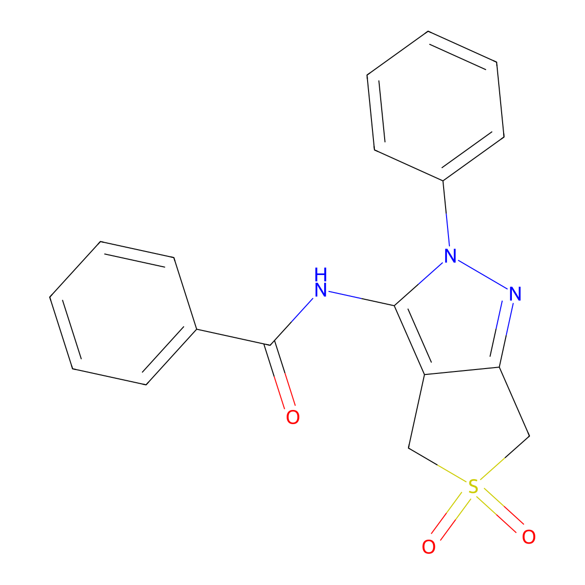 N-(5,5-dioxido-2-phenyl-4,6-dihydro-2H-thieno[3,4-c]pyrazol-3-yl)benzamide molecular structure, CAS 681265-46-3