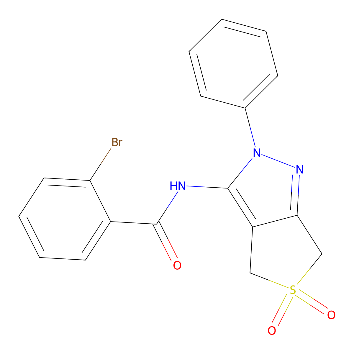 2-bromo-N-(5,5-dioxido-2-phenyl-4,6-dihydro-2H-thieno[3,4-c]pyrazol-3-yl)benzamide molecular structure, CAS 681265-54-3