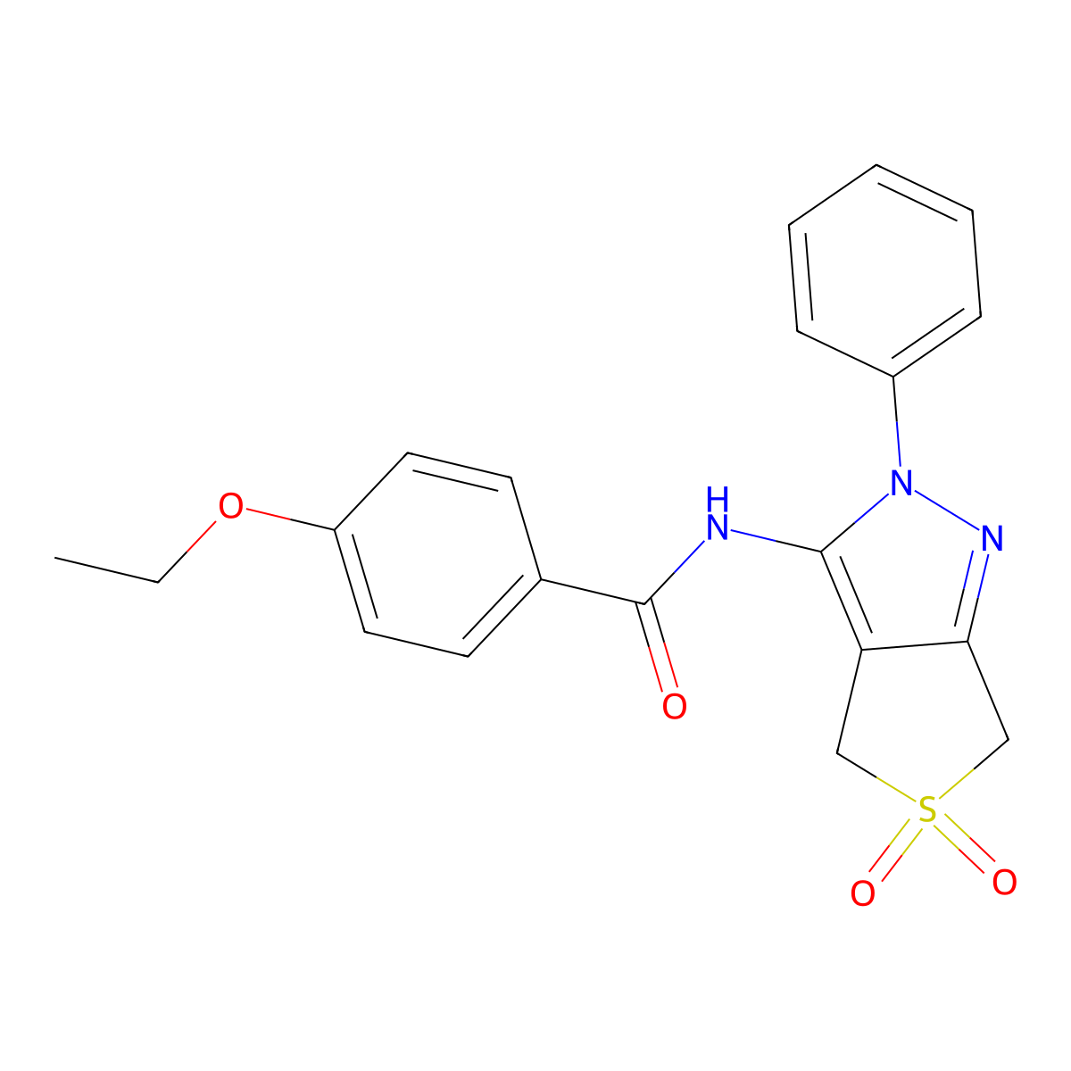 N-(5,5-dioxo-2-phenyl-4,6-dihydrothieno[3,4-c]pyrazol-3-yl)-4-ethoxybenzamide molecular structure, CAS 681265-64-5