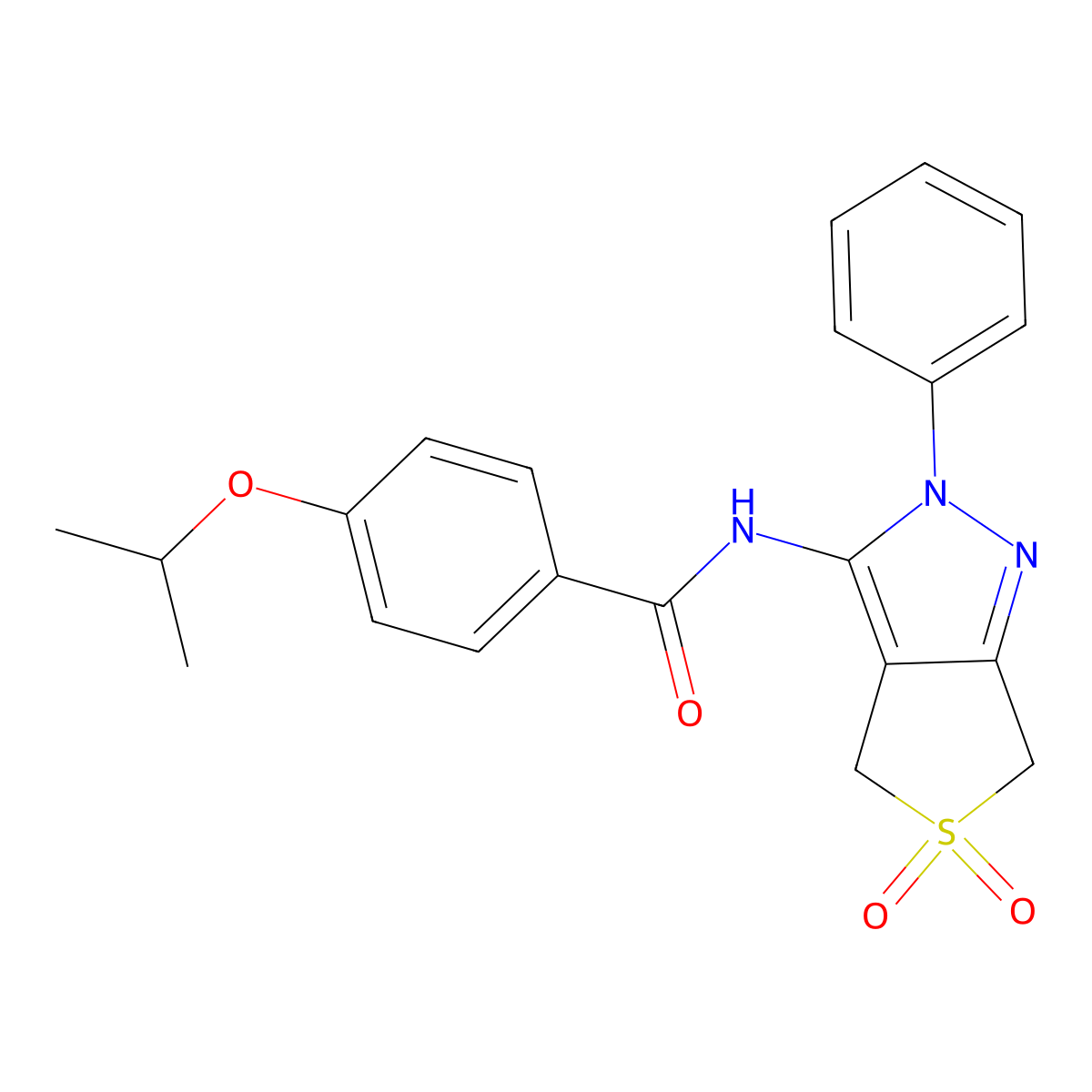 N-(5,5-dioxido-2-phenyl-4,6-dihydro-2H-thieno[3,4-c]pyrazol-3-yl)-4-isopropoxybenzamide molecular structure, CAS 681265-72-5