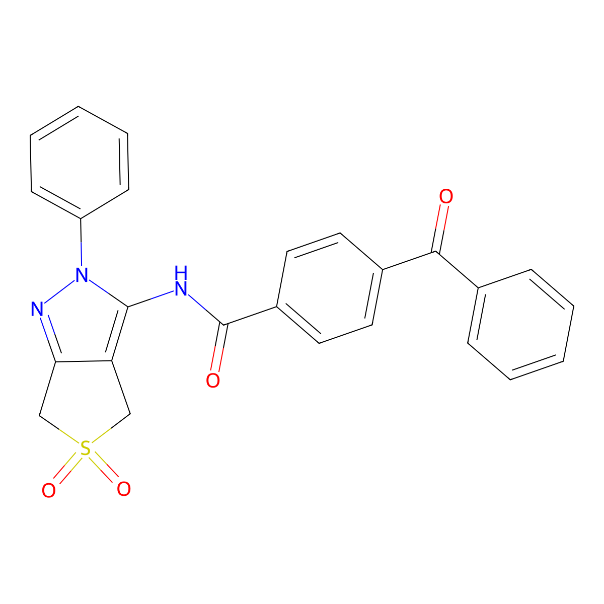 4-benzoyl-N-(5,5-dioxido-2-phenyl-4,6-dihydro-2H-thieno[3,4-c]pyrazol-3-yl)benzamide molecular structure, CAS 681266-09-1