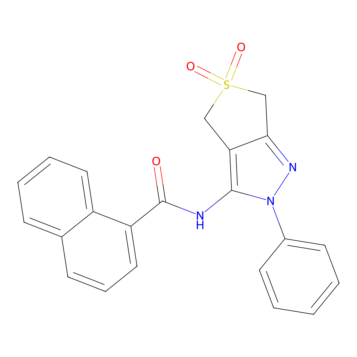 N-(5,5-dioxo-2-phenyl-4,6-dihydrothieno[3,4-c]pyrazol-3-yl)naphthalene-1-carboxamide molecular structure, CAS 681266-10-4