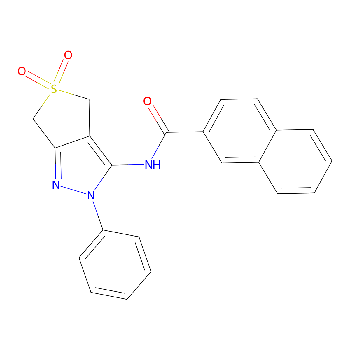 N-(5,5-dioxido-2-phenyl-4,6-dihydro-2H-thieno[3,4-c]pyrazol-3-yl)-2-naphthamide molecular structure, CAS 681266-11-5