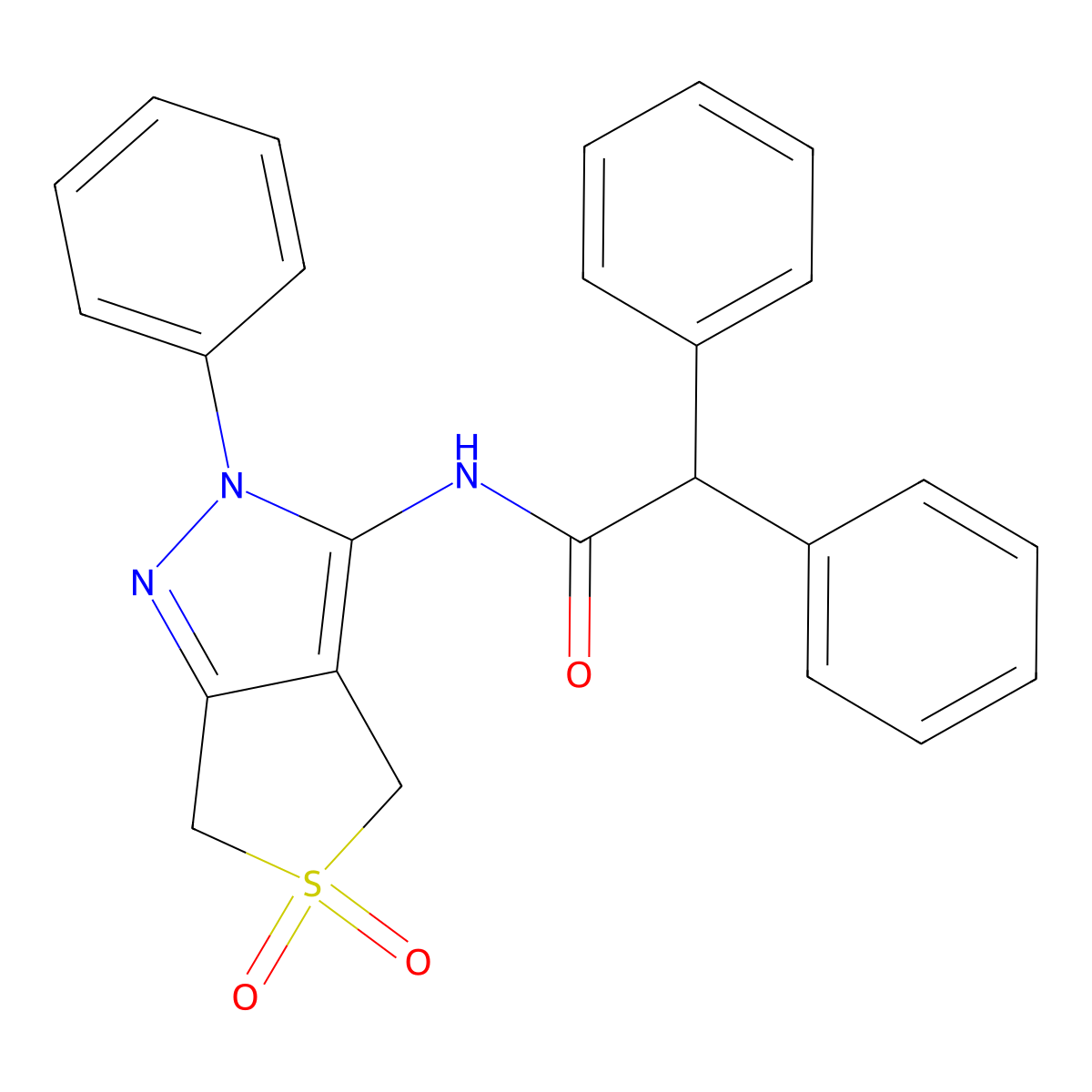 N-(5,5-dioxo-2-phenyl-4,6-dihydrothieno[3,4-c]pyrazol-3-yl)-2,2-diphenylacetamide molecular structure, CAS 681266-14-8