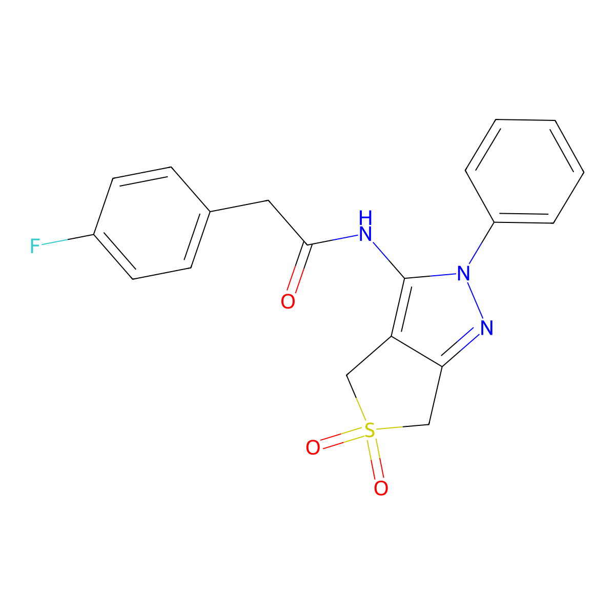 N-(5,5-dioxido-2-phenyl-4,6-dihydro-2H-thieno[3,4-c]pyrazol-3-yl)-2-(4-fluorophenyl)acetamide molecular structure, CAS 681266-15-9