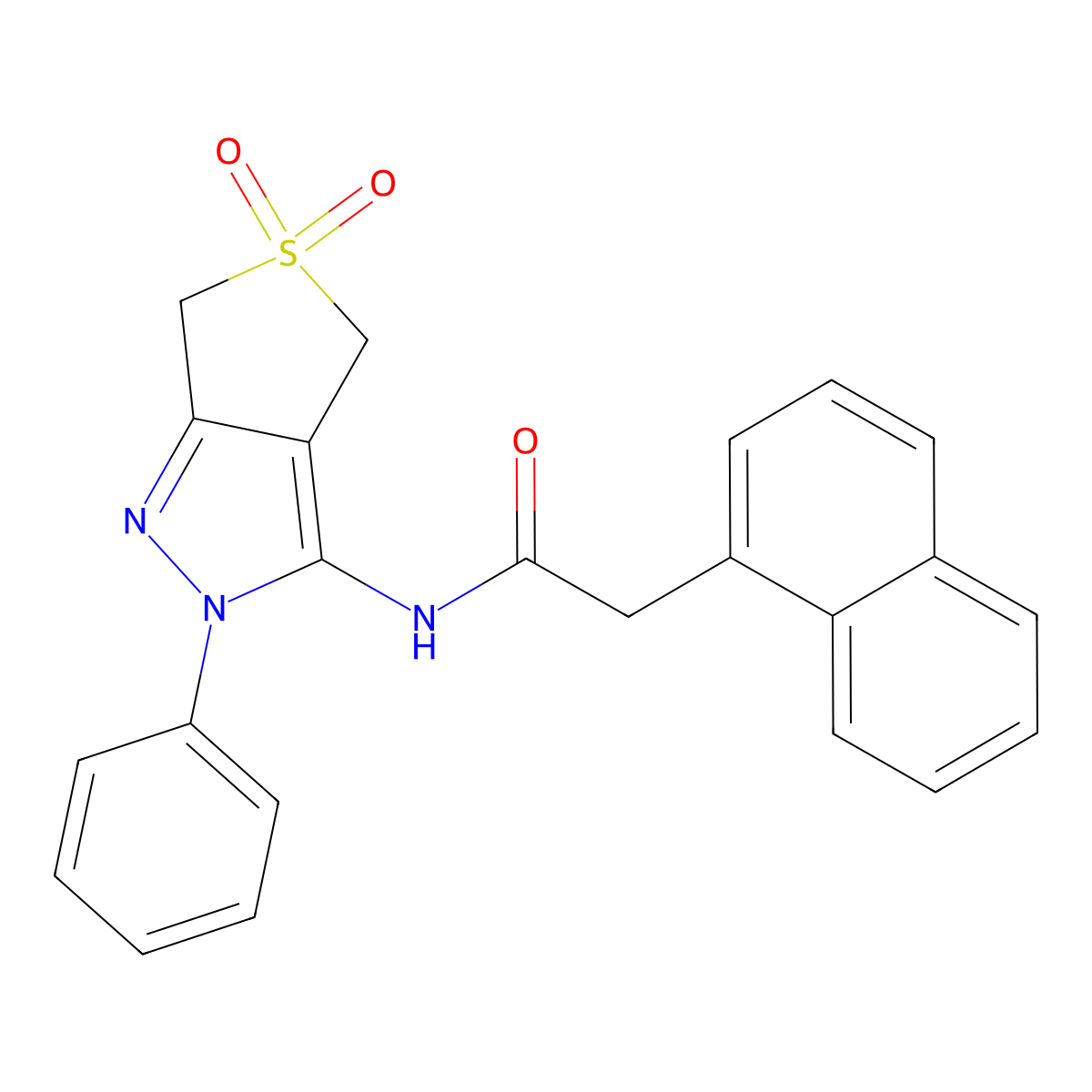 N-(5,5-dioxido-2-phenyl-4,6-dihydro-2H-thieno[3,4-c]pyrazol-3-yl)-2-(naphthalen-1-yl)acetamide molecular structure, CAS 681266-18-2