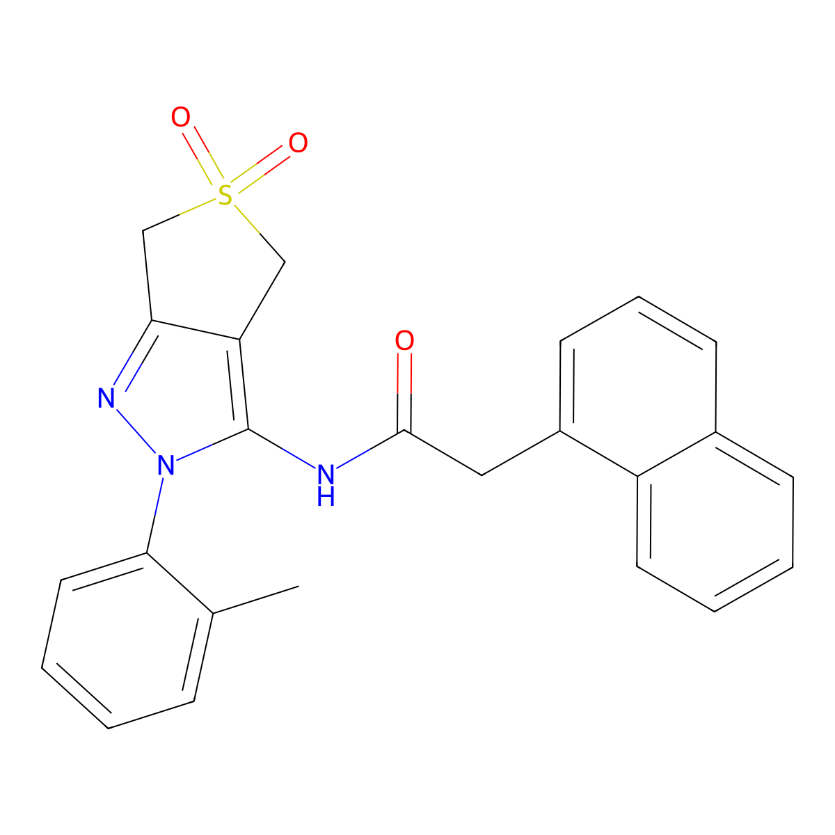 N-(5,5-dioxido-2-(o-tolyl)-4,6-dihydro-2H-thieno[3,4-c]pyrazol-3-yl)-2-(naphthalen-1-yl)acetamide molecular structure, CAS 681266-45-5