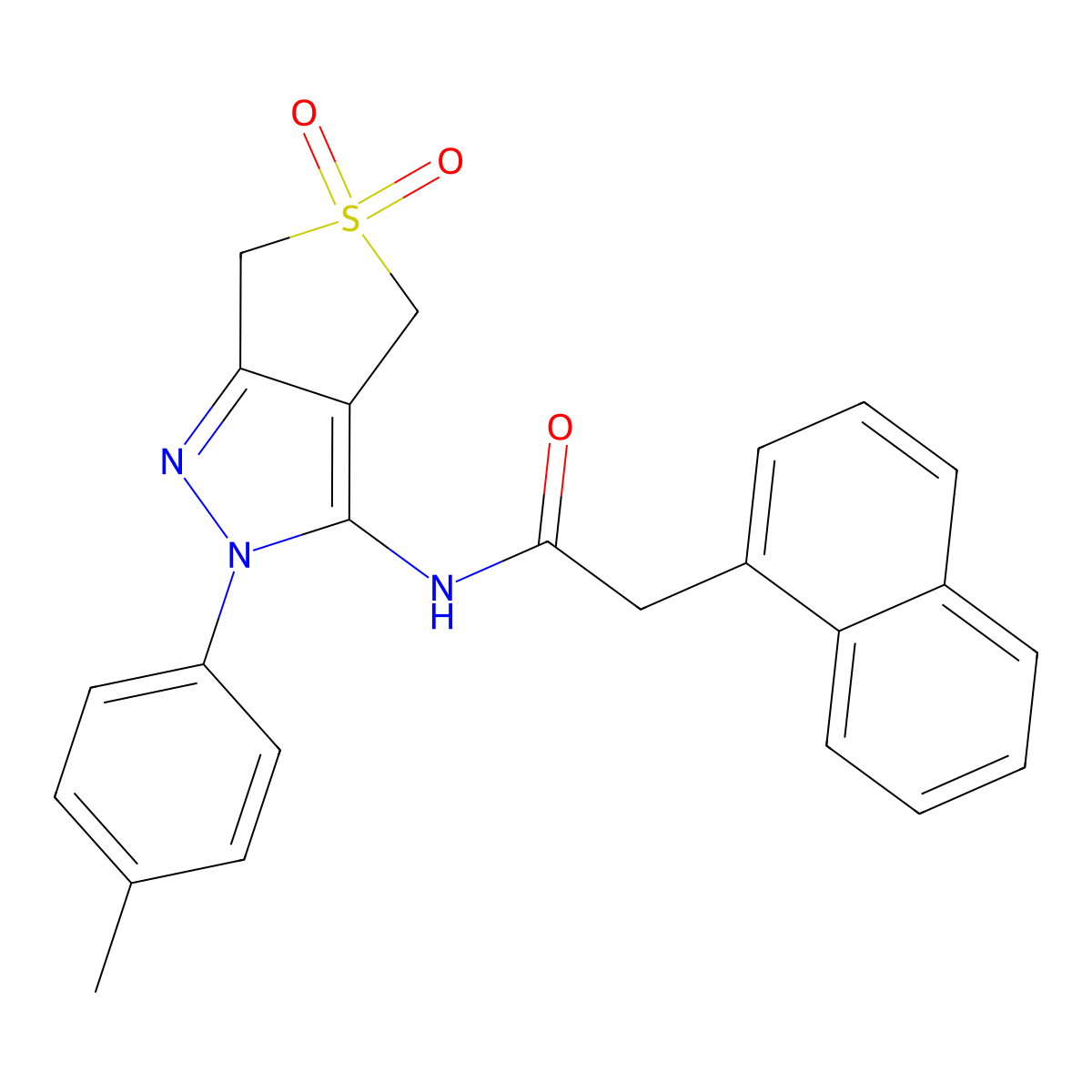 N-(5,5-dioxido-2-(p-tolyl)-4,6-dihydro-2H-thieno[3,4-c]pyrazol-3-yl)-2-(naphthalen-1-yl)acetamide molecular structure, CAS 681266-52-4