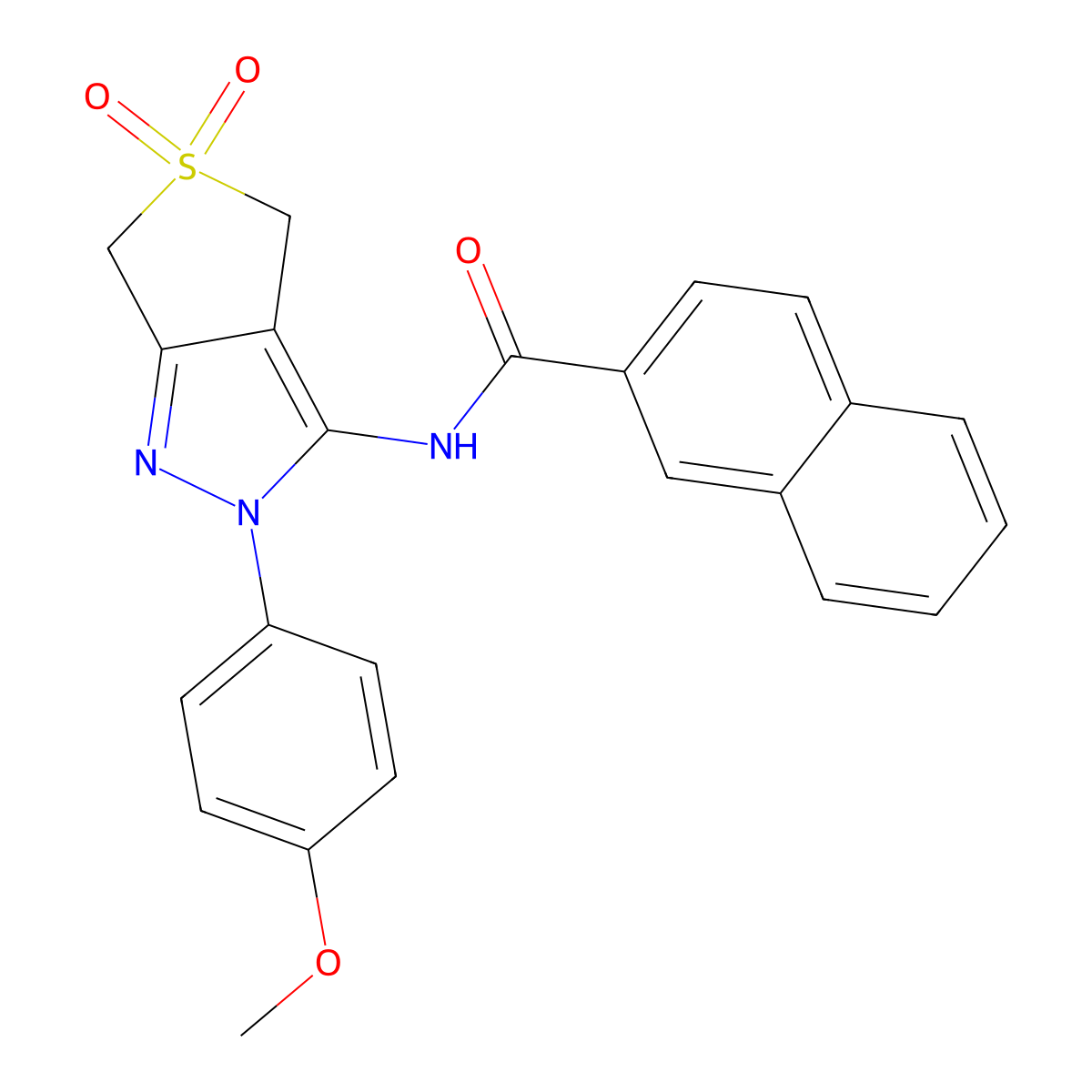 N-(2-(4-methoxyphenyl)-5,5-dioxido-4,6-dihydro-2H-thieno[3,4-c]pyrazol-3-yl)-2-naphthamide molecular structure, CAS 681267-01-6