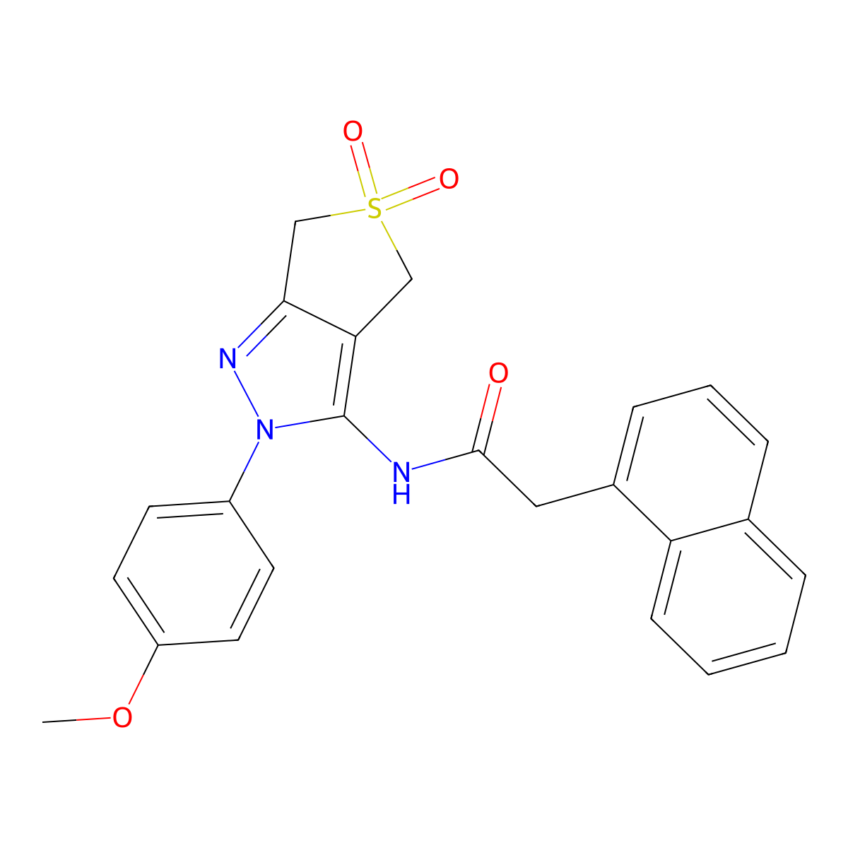 N-(2-(4-methoxyphenyl)-5,5-dioxido-4,6-dihydro-2H-thieno[3,4-c]pyrazol-3-yl)-2-(naphthalen-1-yl)acetamide molecular structure, CAS 681267-04-9