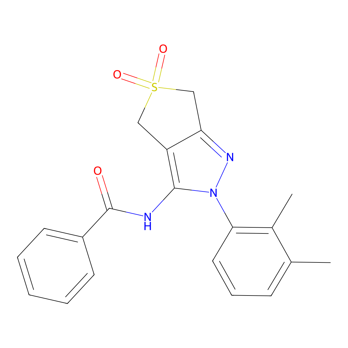 N-(2-(2,3-dimethylphenyl)-5,5-dioxido-4,6-dihydro-2H-thieno[3,4-c]pyrazol-3-yl)benzamide molecular structure, CAS 681267-05-0