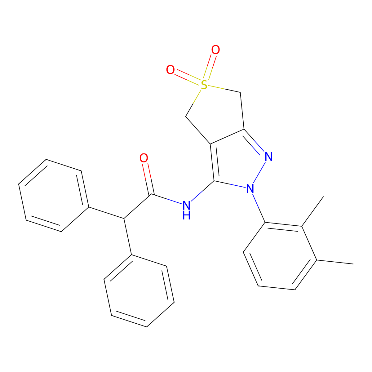 N-[2-(2,3-dimethylphenyl)-5,5-dioxo-4,6-dihydrothieno[3,4-c]pyrazol-3-yl]-2,2-diphenylacetamide molecular structure, CAS 681267-10-7