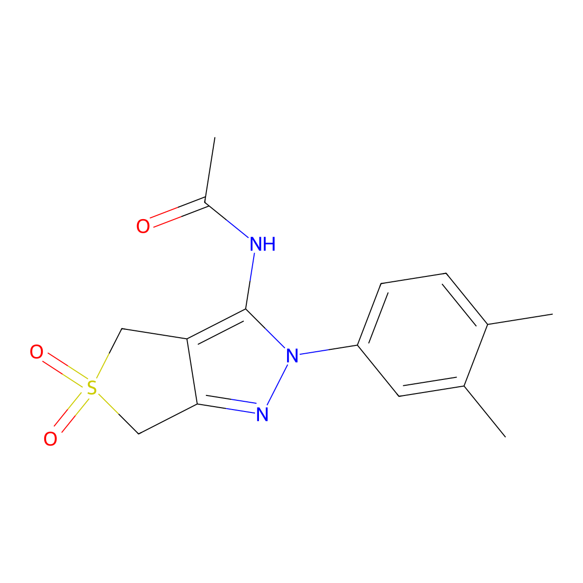 N-(2-(3,4-dimethylphenyl)-5,5-dioxido-4,6-dihydro-2H-thieno[3,4-c]pyrazol-3-yl)acetamide molecular structure, CAS 681267-12-9
